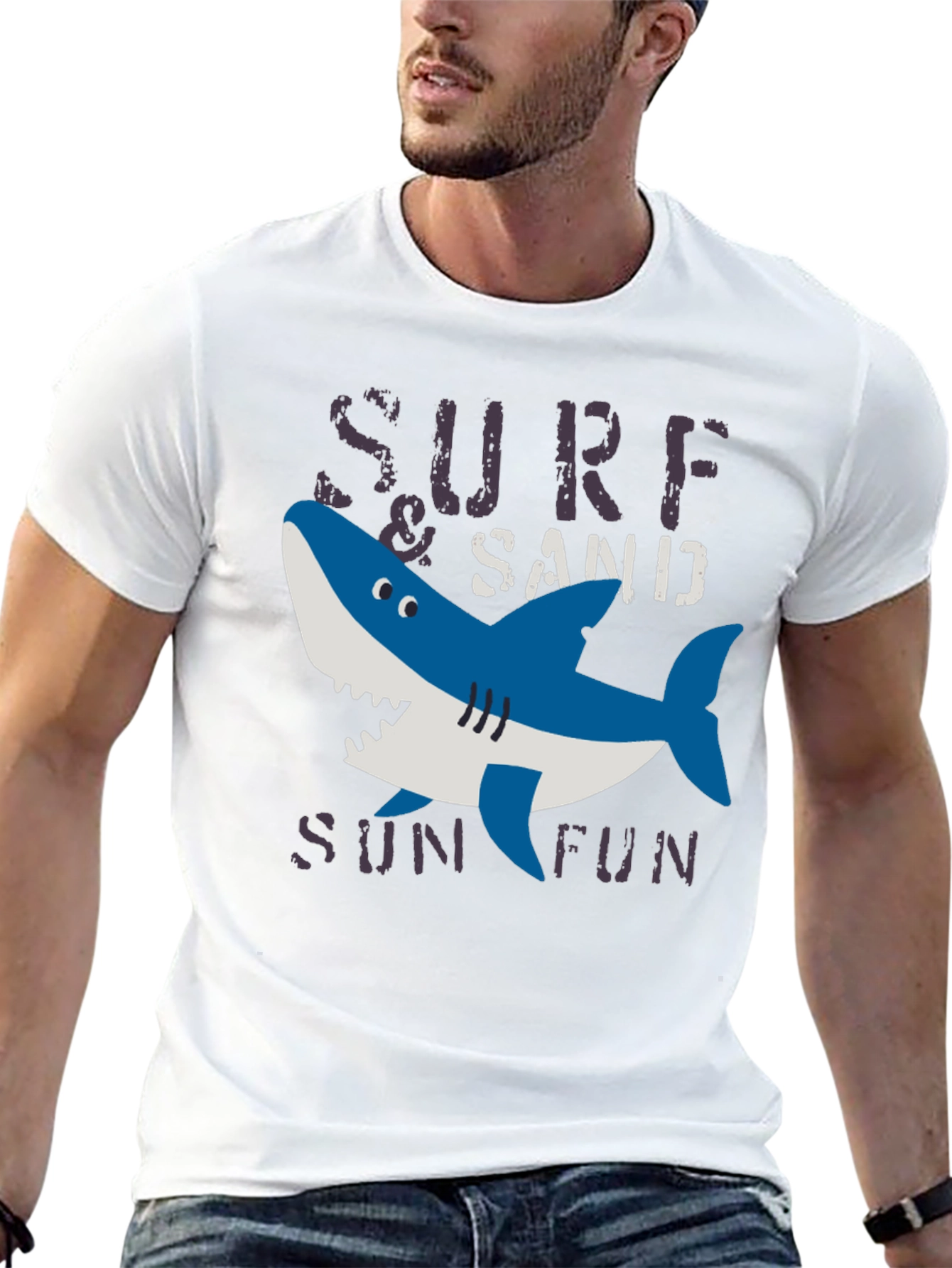Surf & Sand Fun Shark Graphic Tee - Black