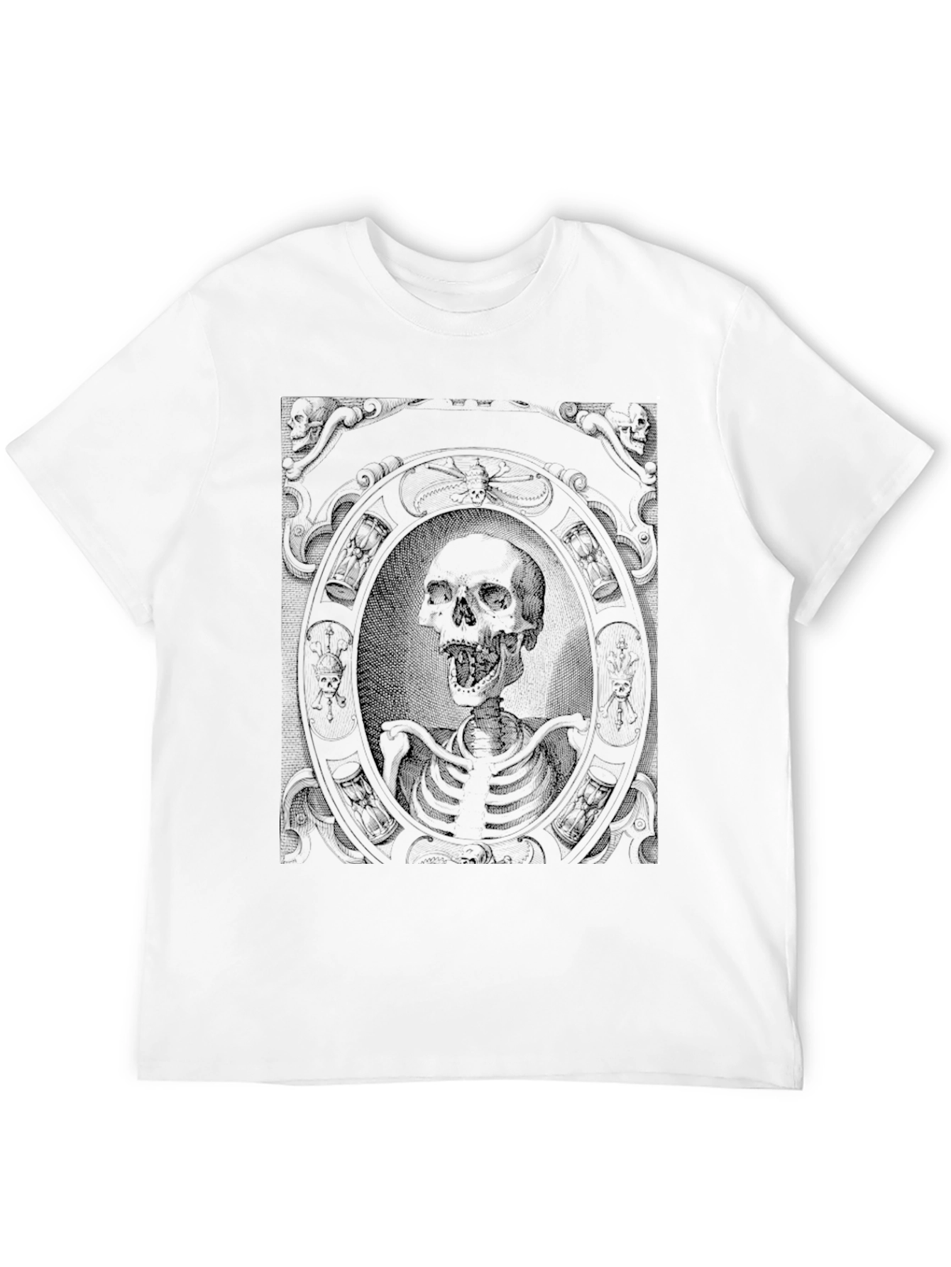 Gothic Skeleton Portrait Graphic Tee - Black