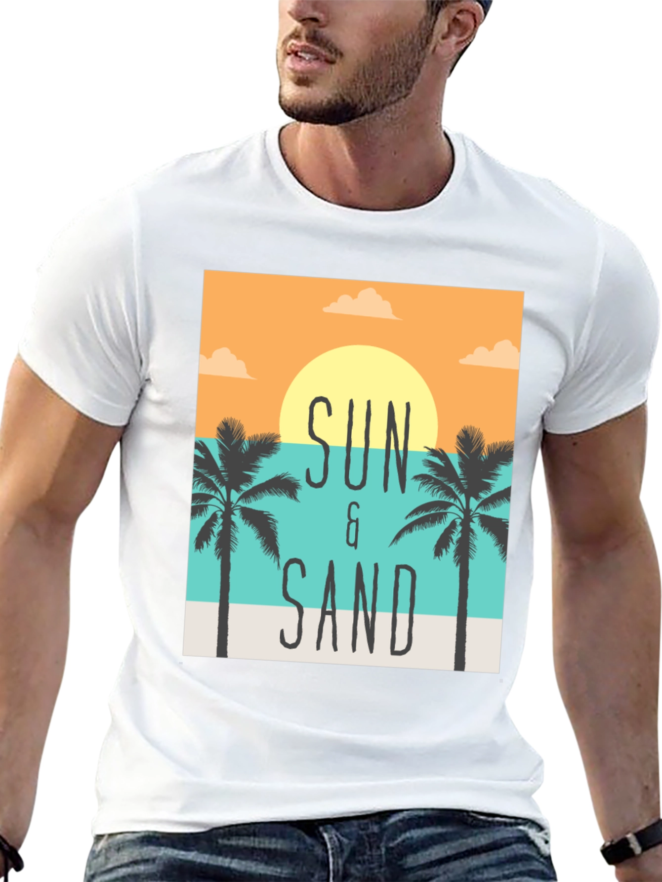 Sun & Sand Graphic Print Black T-Shirt