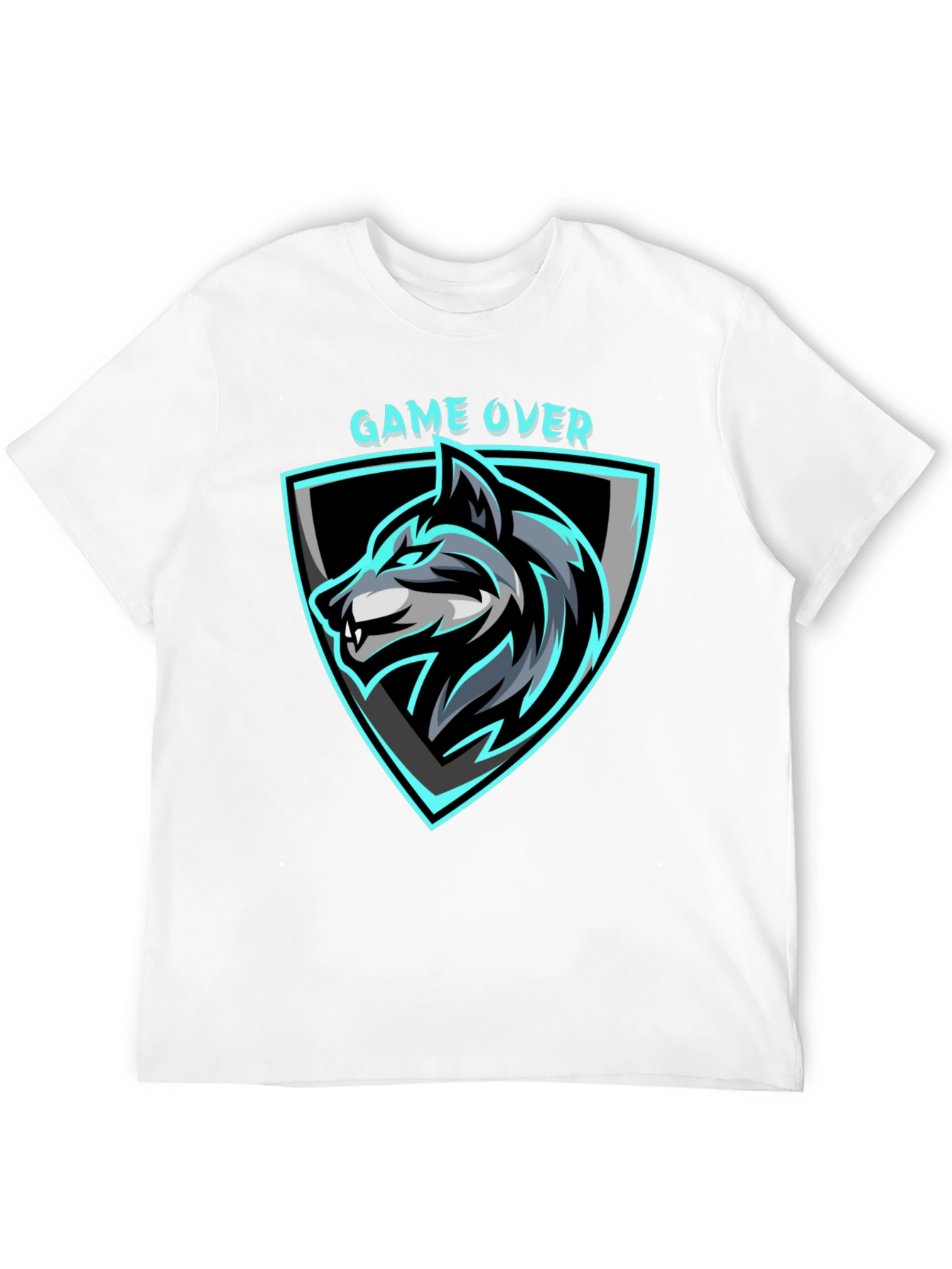 Game Over Wolf Graphic Black T-Shirt