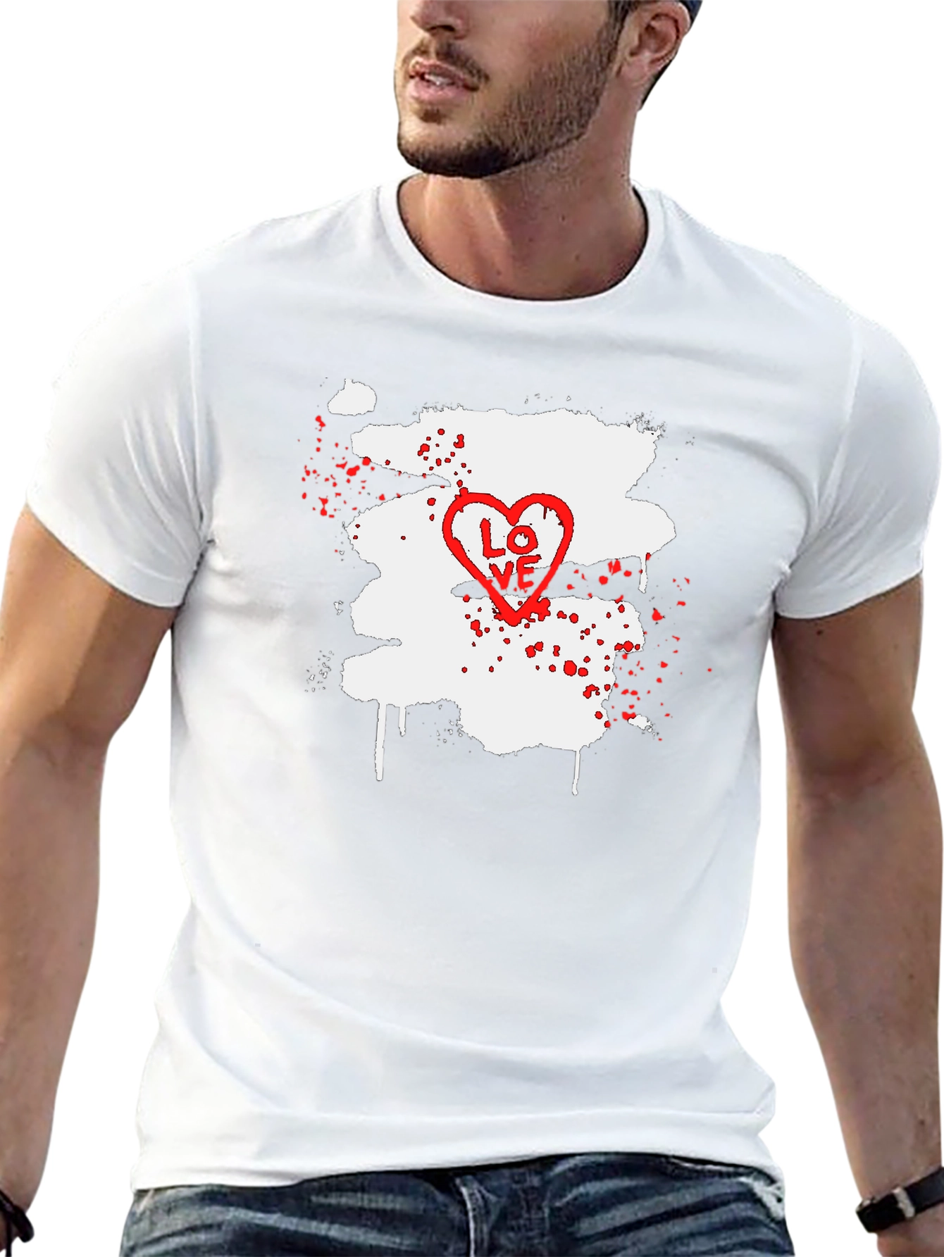 LOVE Heart Splatter Graphic Tee - Black