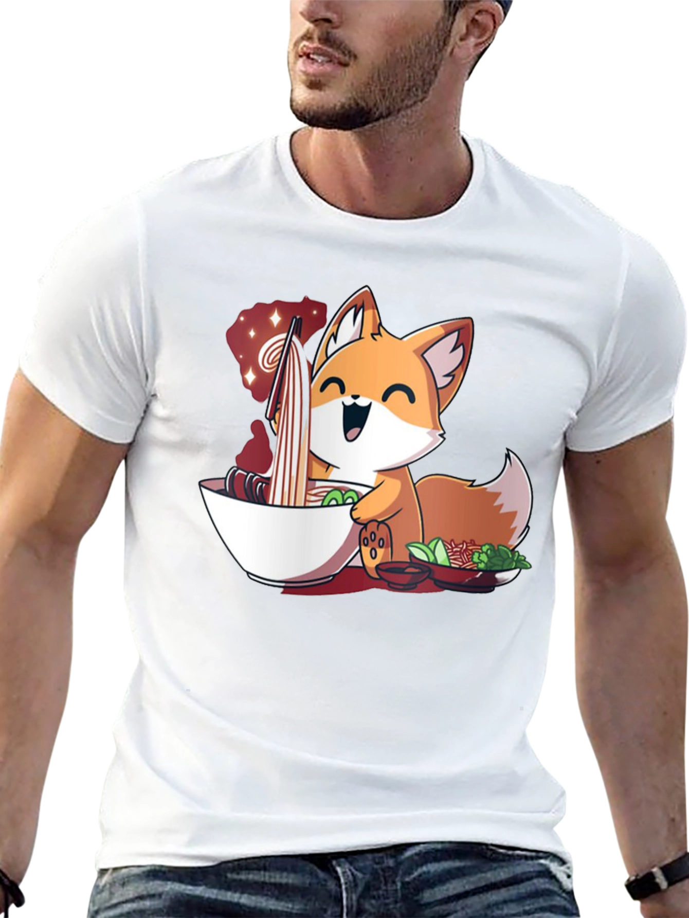 Fox Ramen T-Shirt - Cute Anime Style