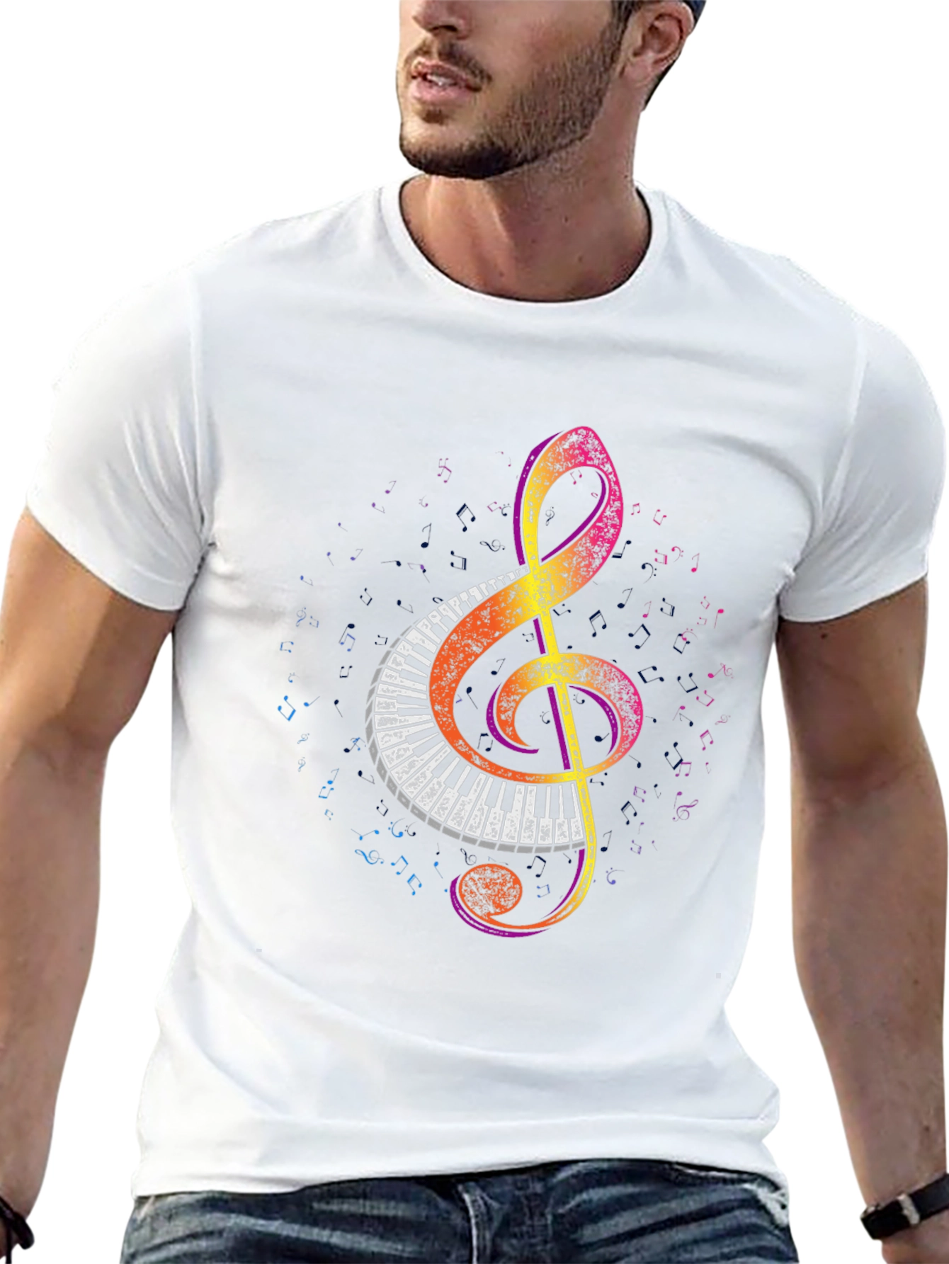 Musical Treble Clef Piano Keys Graphic Tee