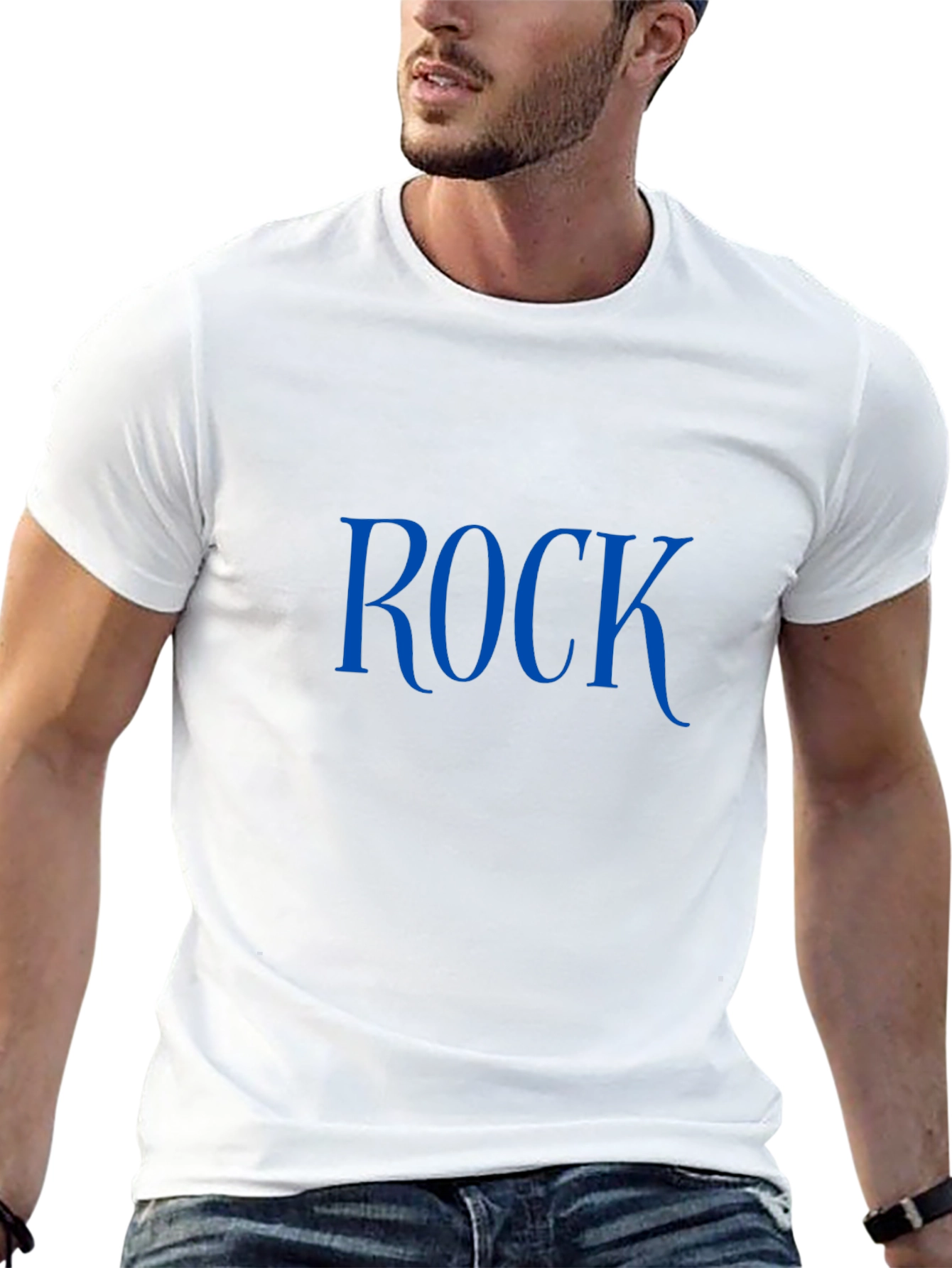 Rock T-Shirt - Classic Blue Print on Black