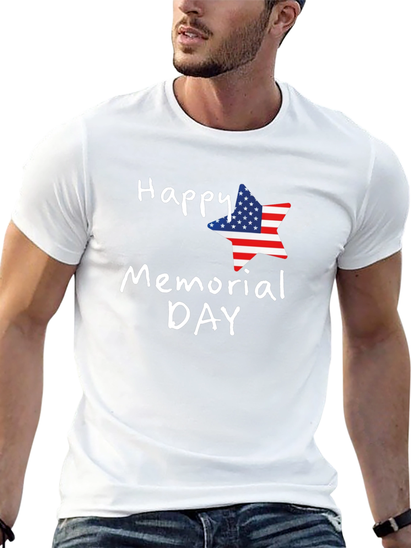 Happy Memorial Day USA Flag Star T-Shirt