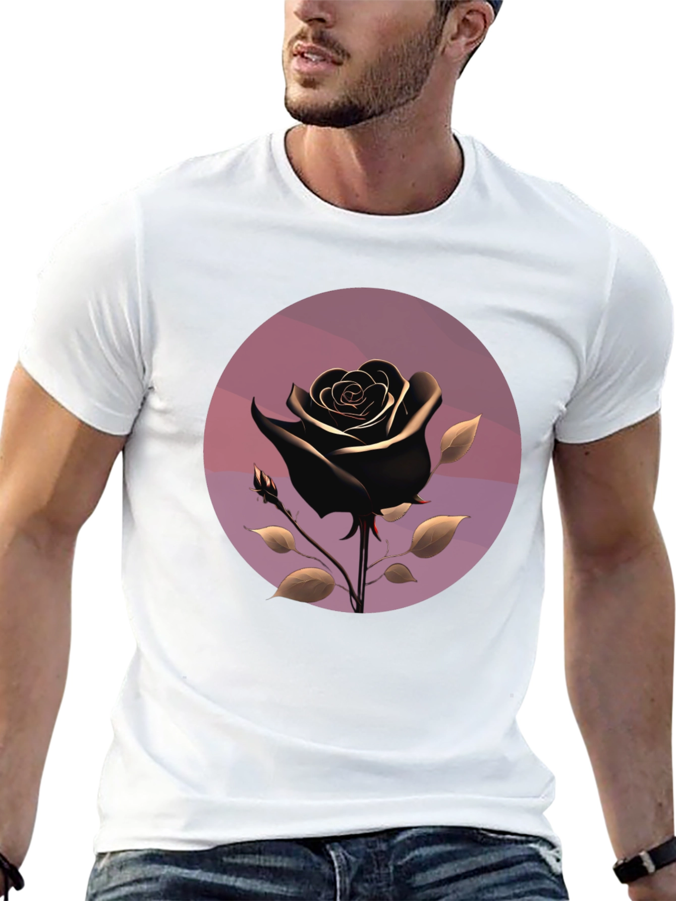 Black Rose Graphic T-Shirt - Stylish Mens Tee