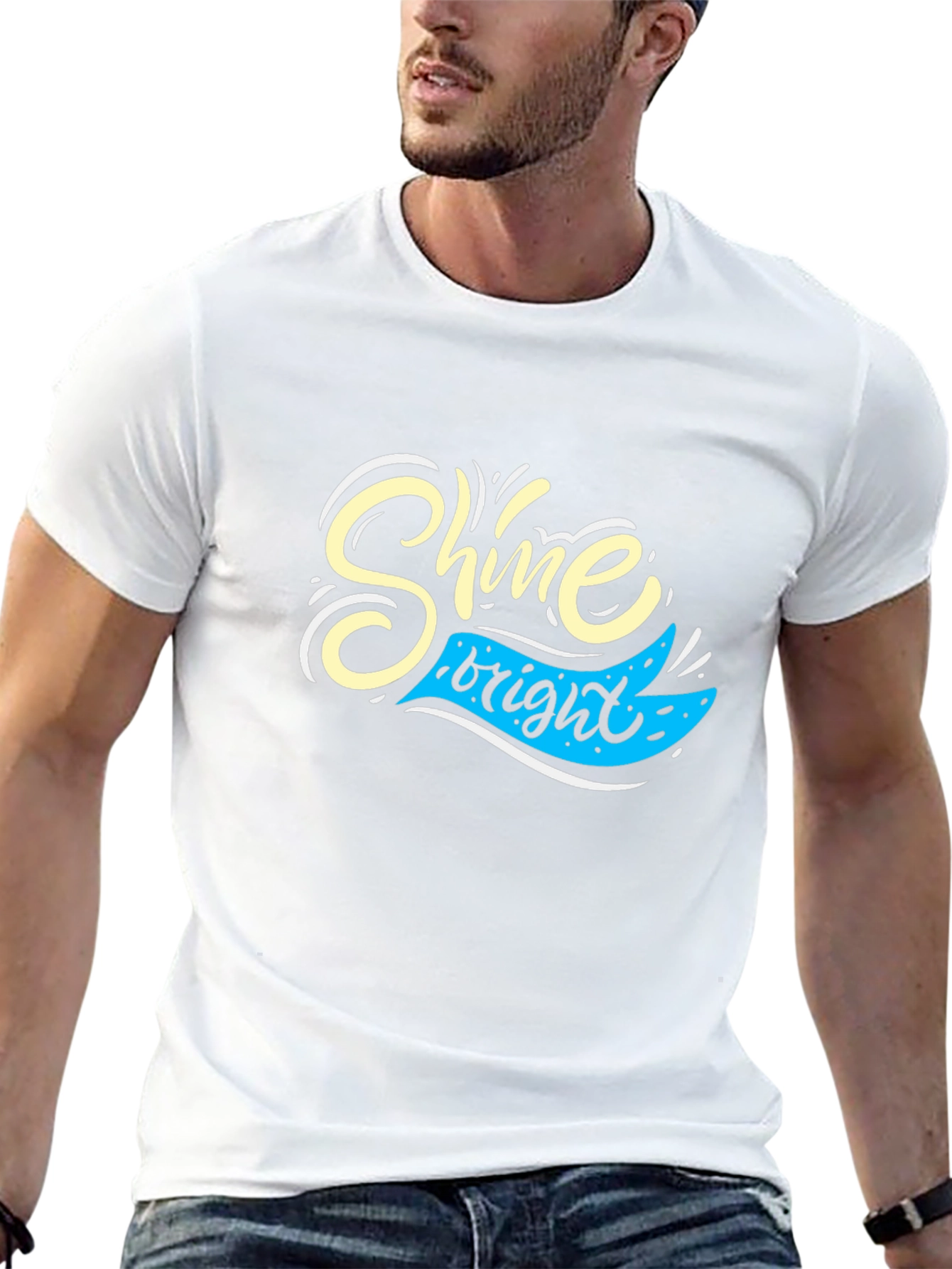 Shine Bright Black Graphic Tee for Men