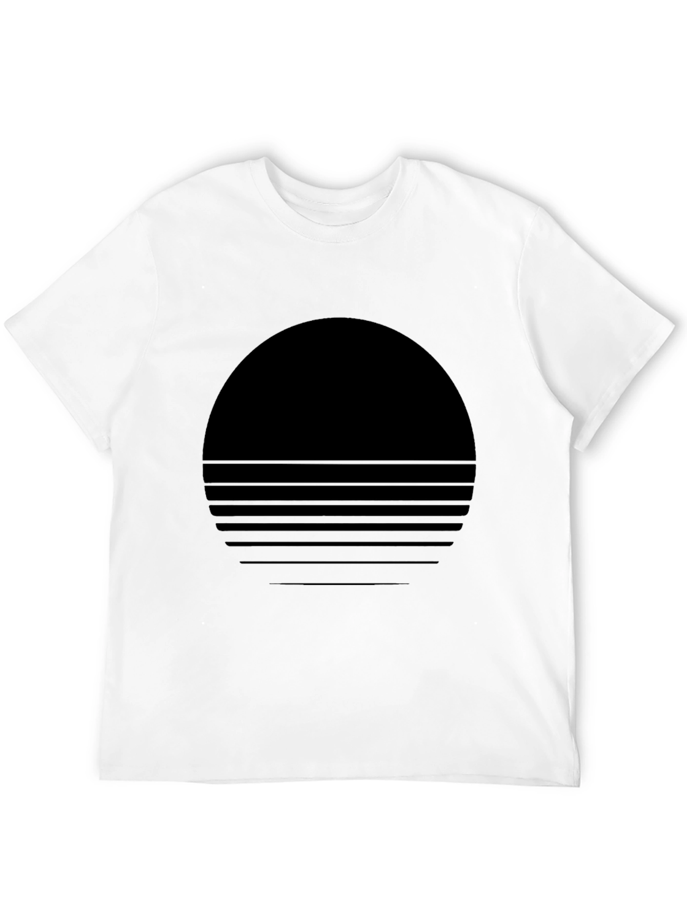 Retro Sunset Graphic Tee - Black Crew Neck