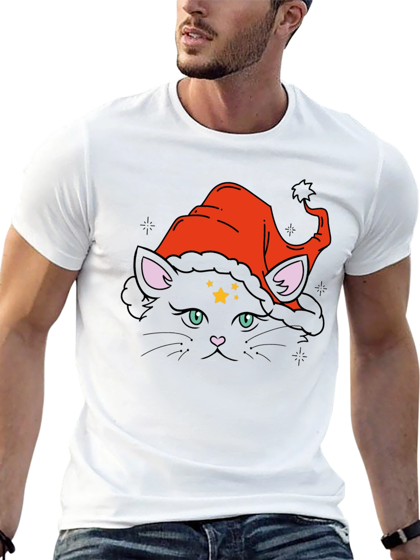 Witch Cat Graphic Tee - Black Cotton T-Shirt