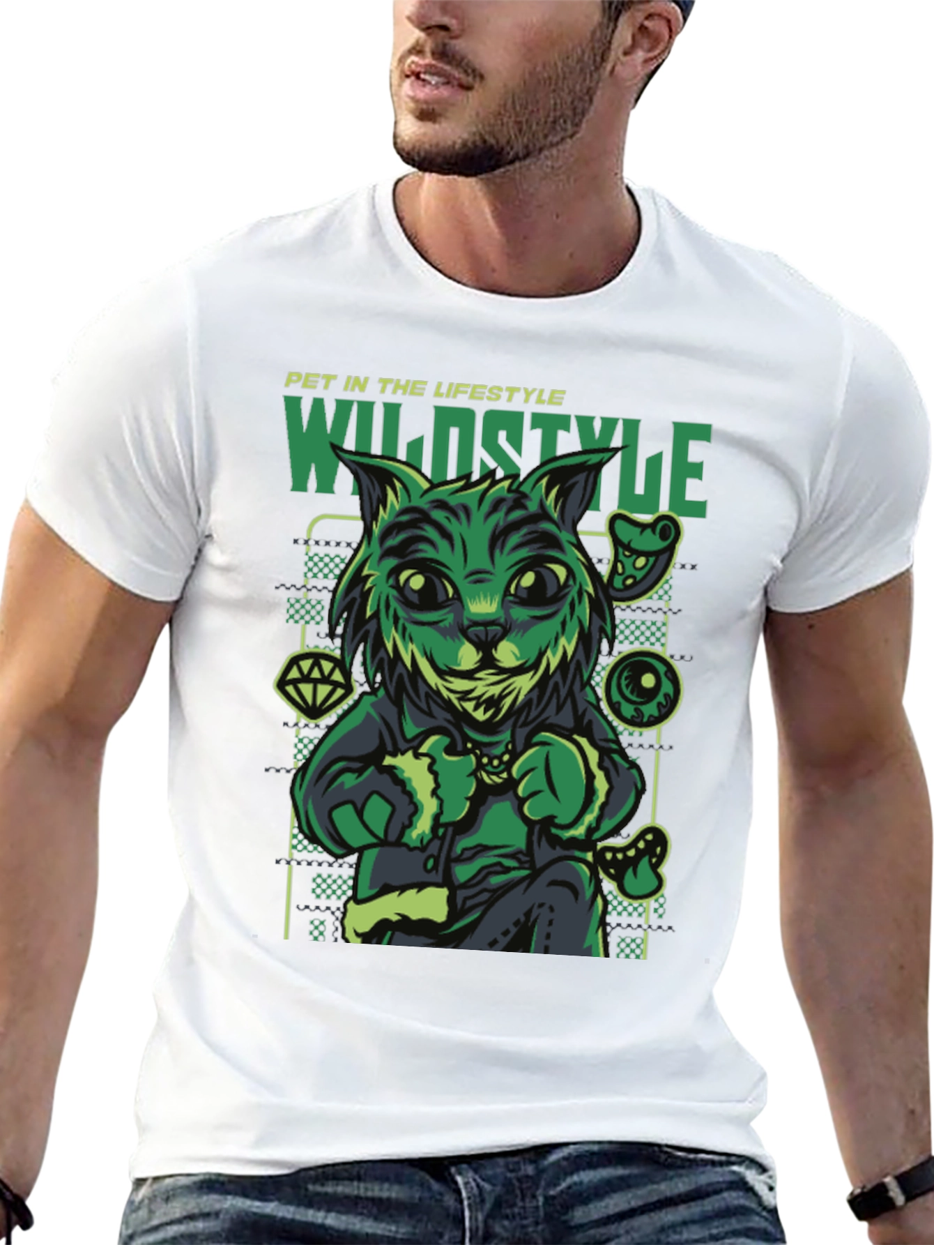 Wildstyle Pet Cat T-Shirt - Black Graphic Tee