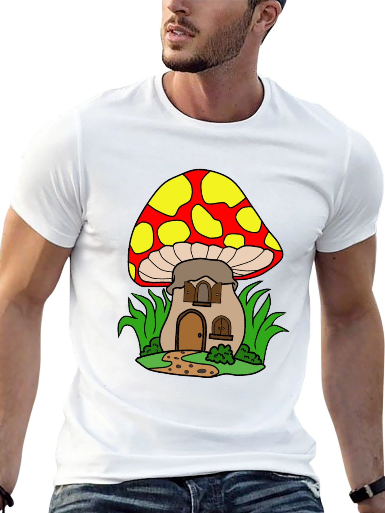 Mushroom House Graphic Tee - Whimsical Design