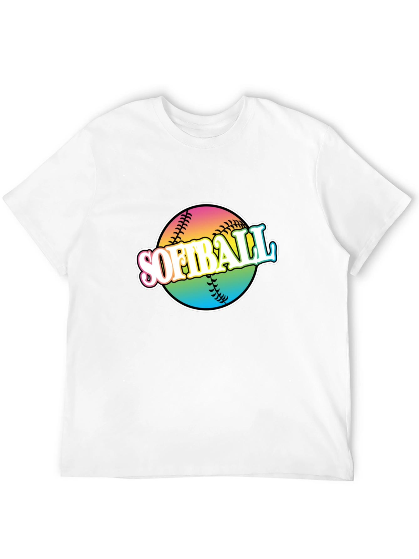 Rainbow Softball Graphic T-Shirt