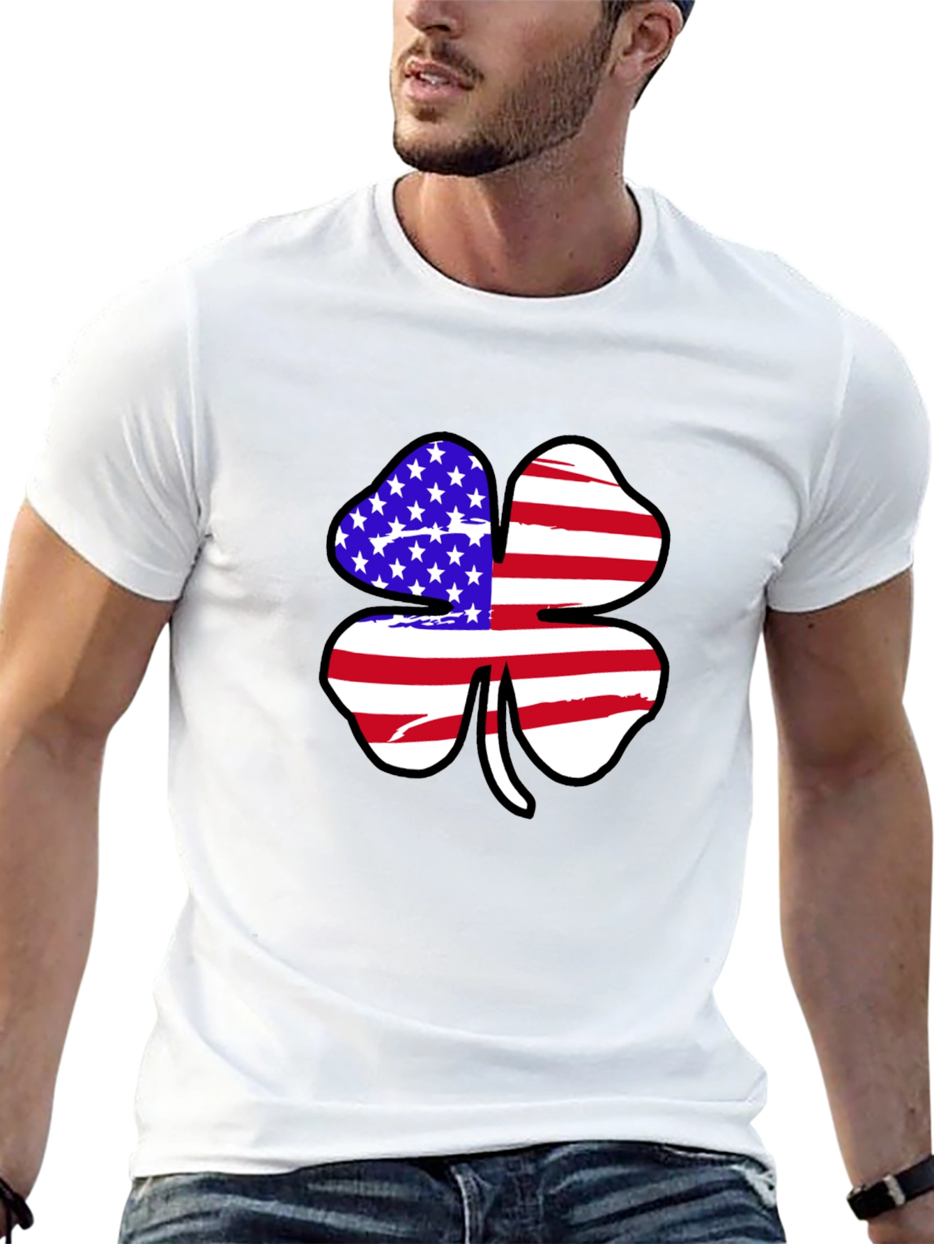 American Flag Shamrock Graphic T-Shirt