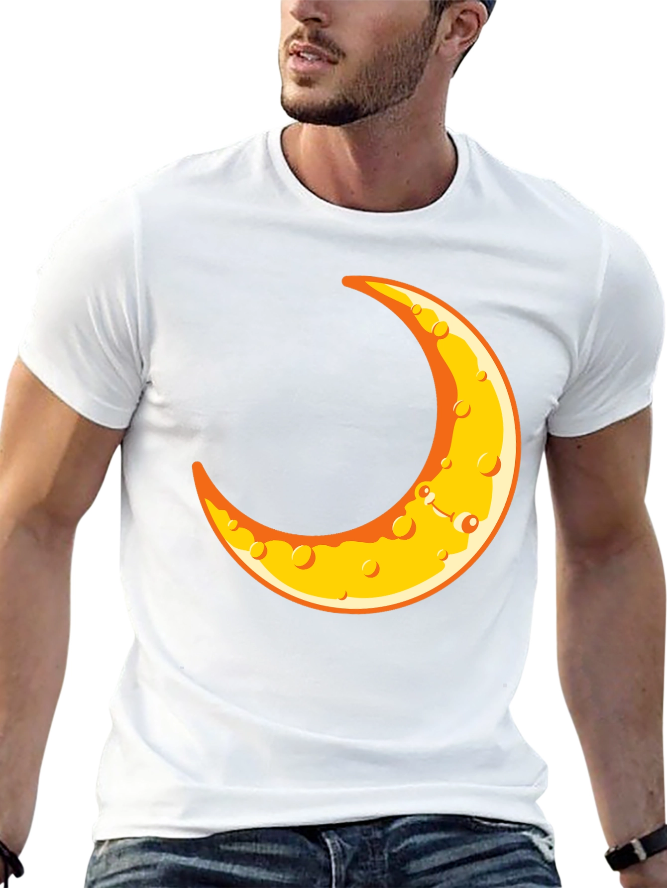 Crescent Moon Graphic T-Shirt - Black