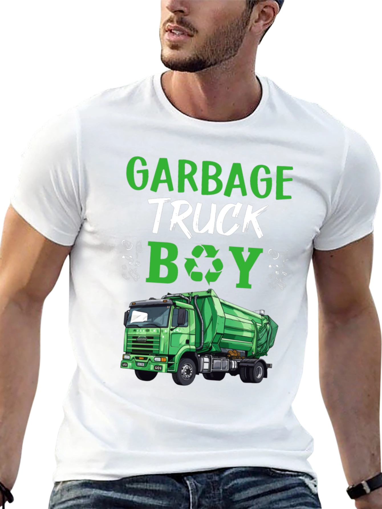 Garbage Truck Boy T-Shirt - Green Truck Tee