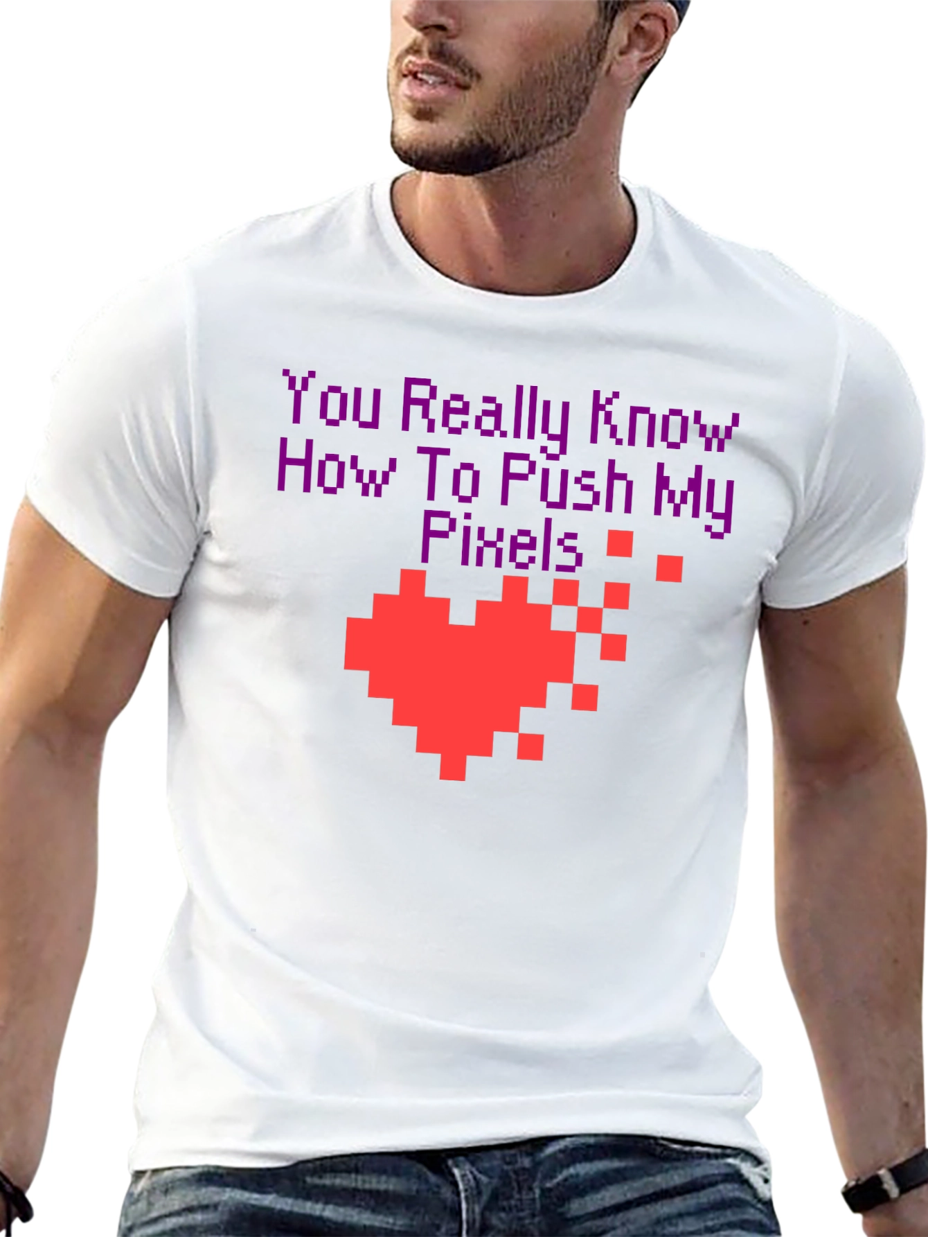 Pixel Heart Gamer T-Shirt - You Push My Pixels!
