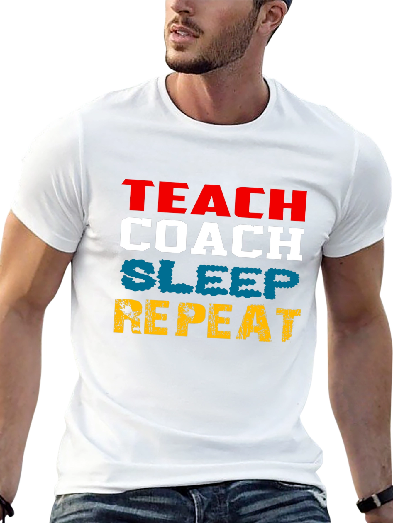 Teach Coach Sleep Repeat Funny T-Shirt
