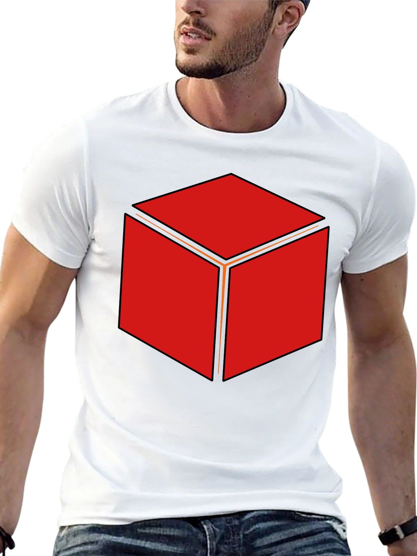 Geometric Cube Graphic Print Black T-Shirt