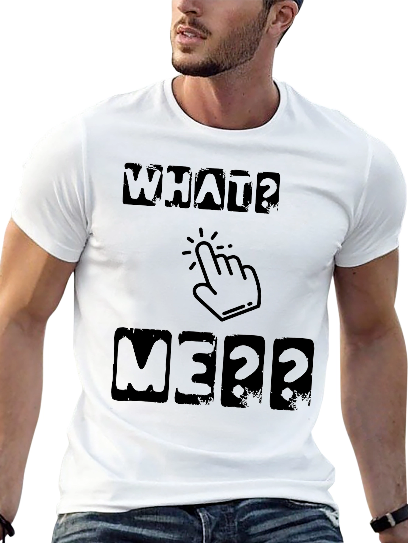 Funny What? Me? Click Hand Black T-Shirt