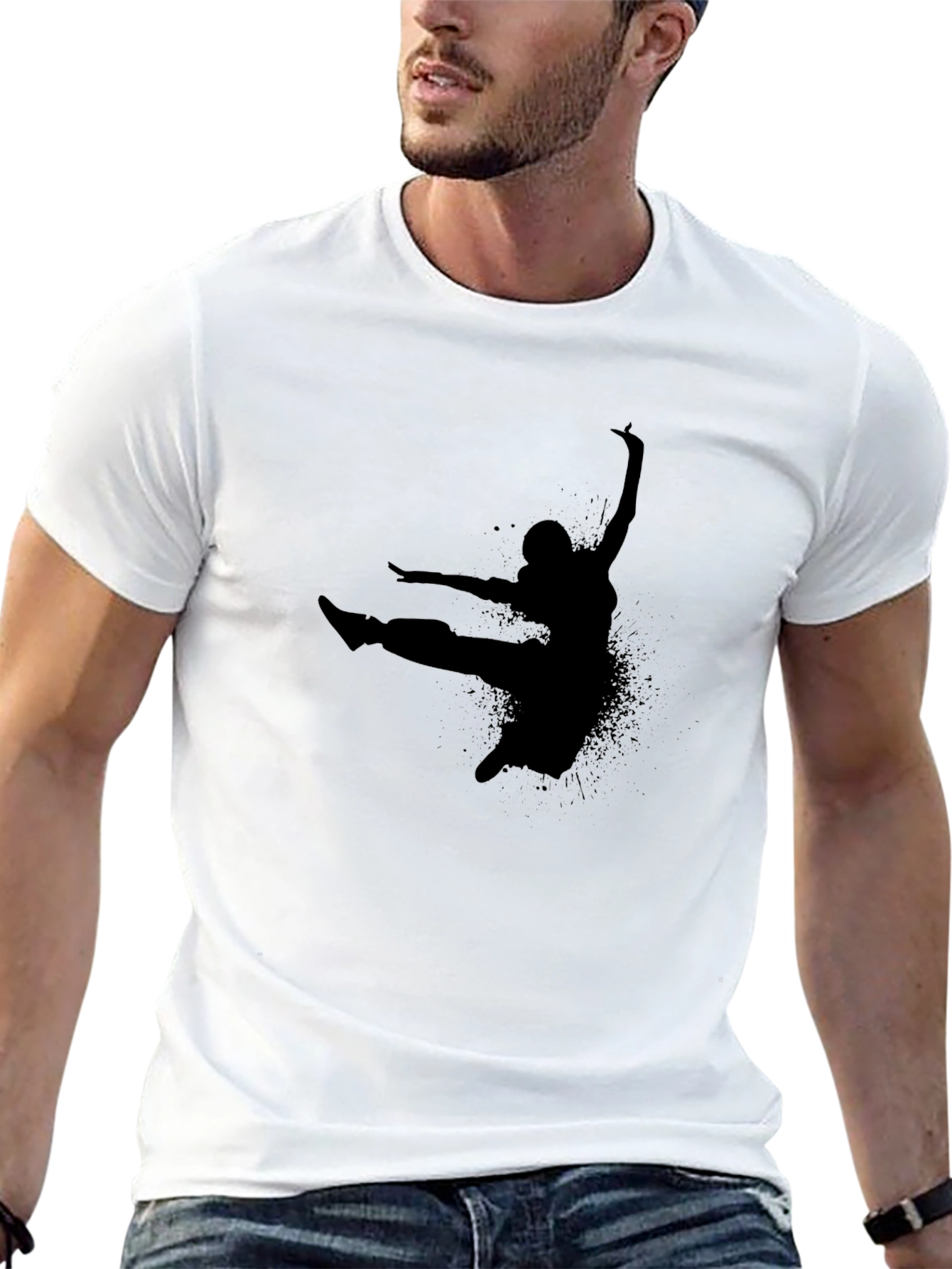 Black T-Shirt with Dancer Silhouette Graphic