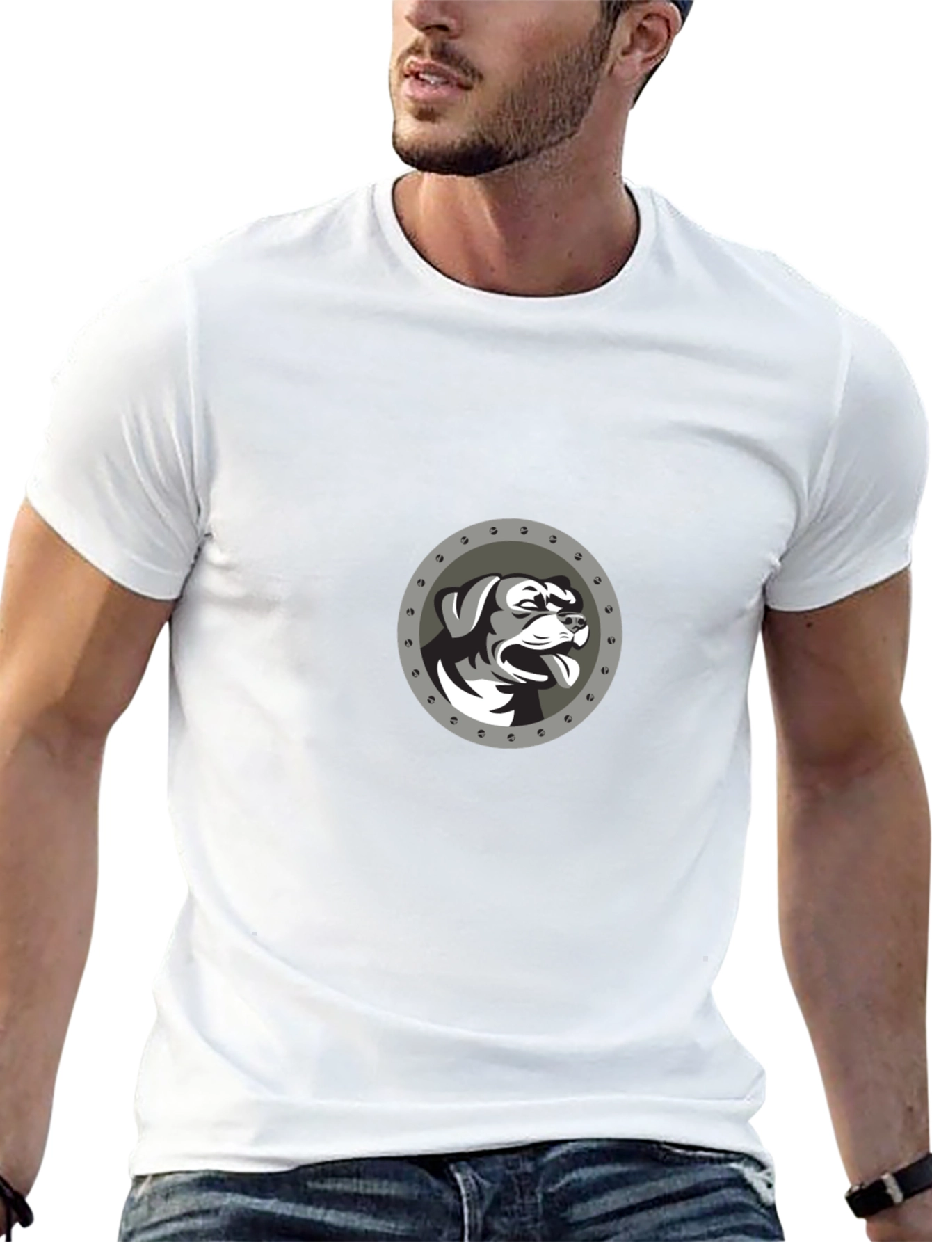 Dog Graphic Tee - Black Crewneck T-Shirt