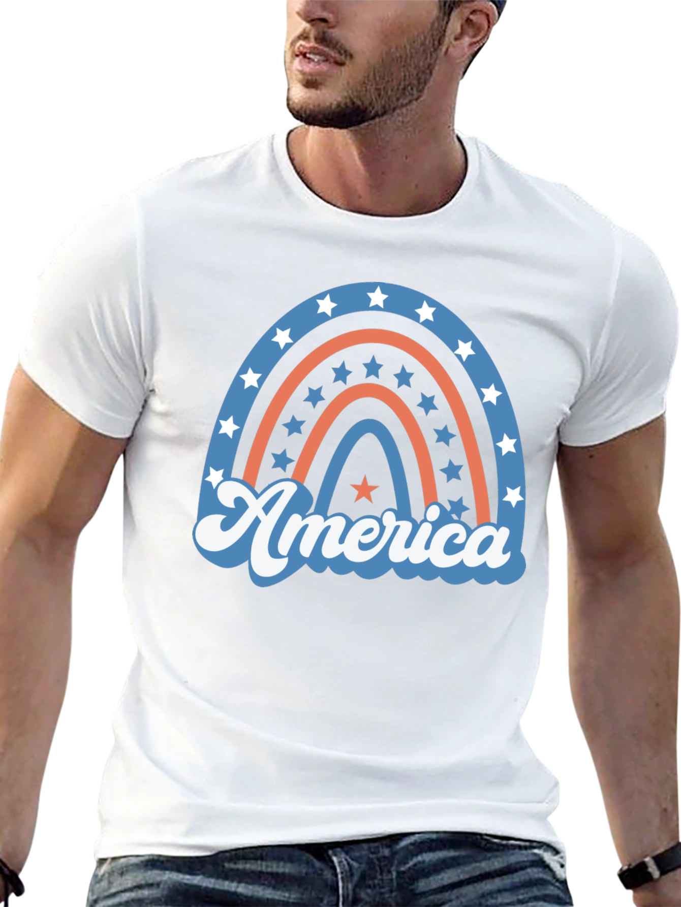 Patriotic America Rainbow Graphic T-Shirt