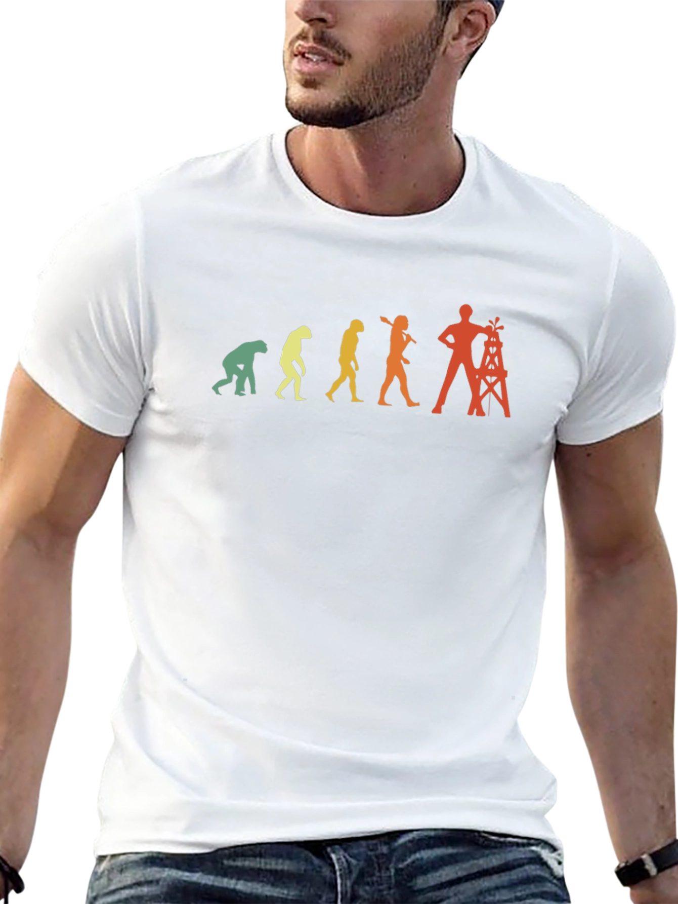 Evolution of Oil Rig Worker T-Shirt