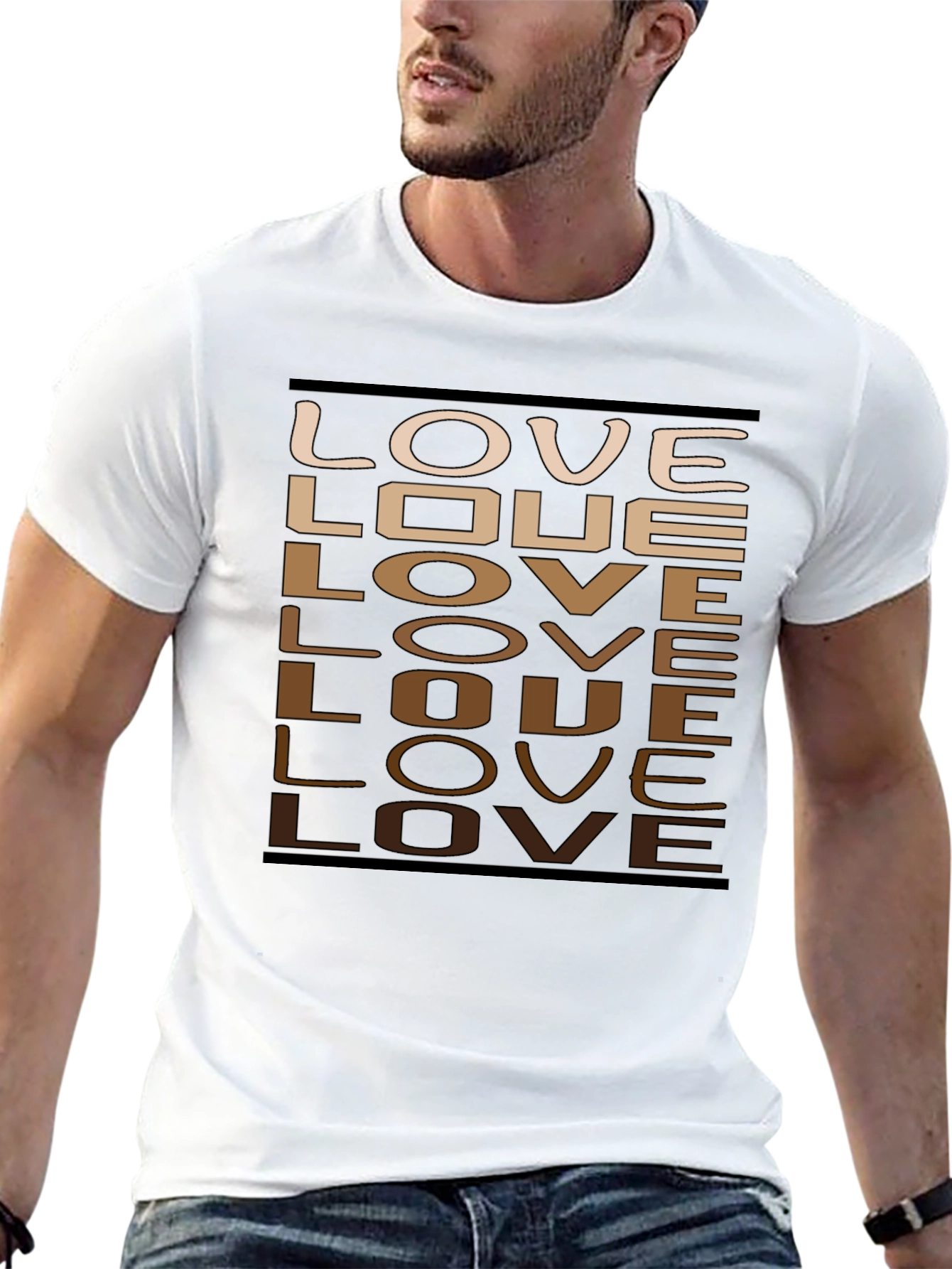 LOVE Gradient Graphic Tee - Mens Casual Black T-Shirt