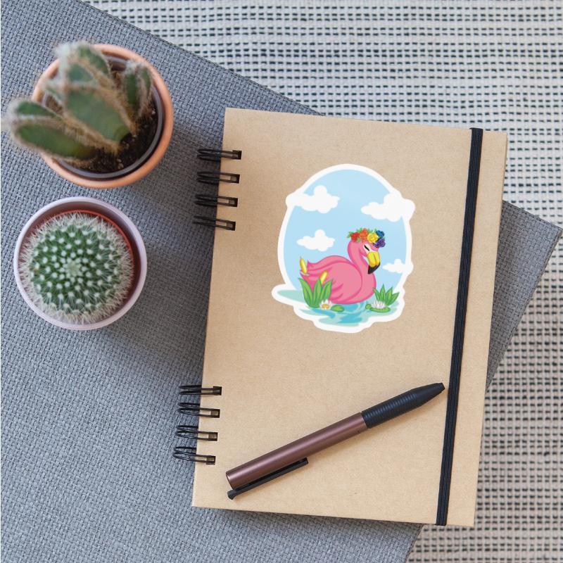 flamingo swimming on the lake for color