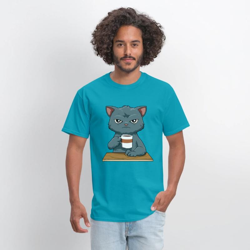 Funny Angry Cat Coffee Lover Feline Morning Animal
