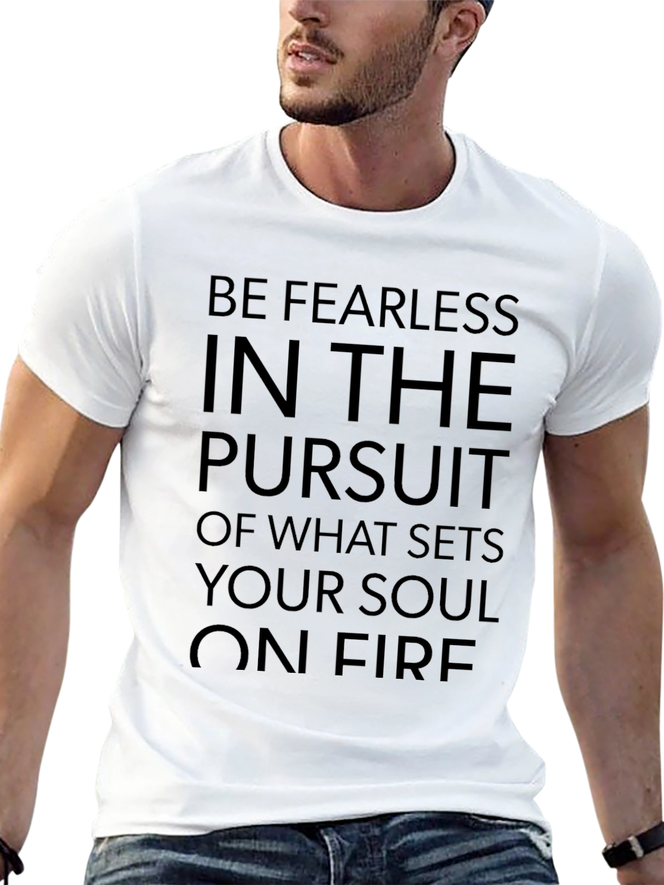 Fearless Pursuit Graphic Tee - Black Cotton Blend T-Shirt