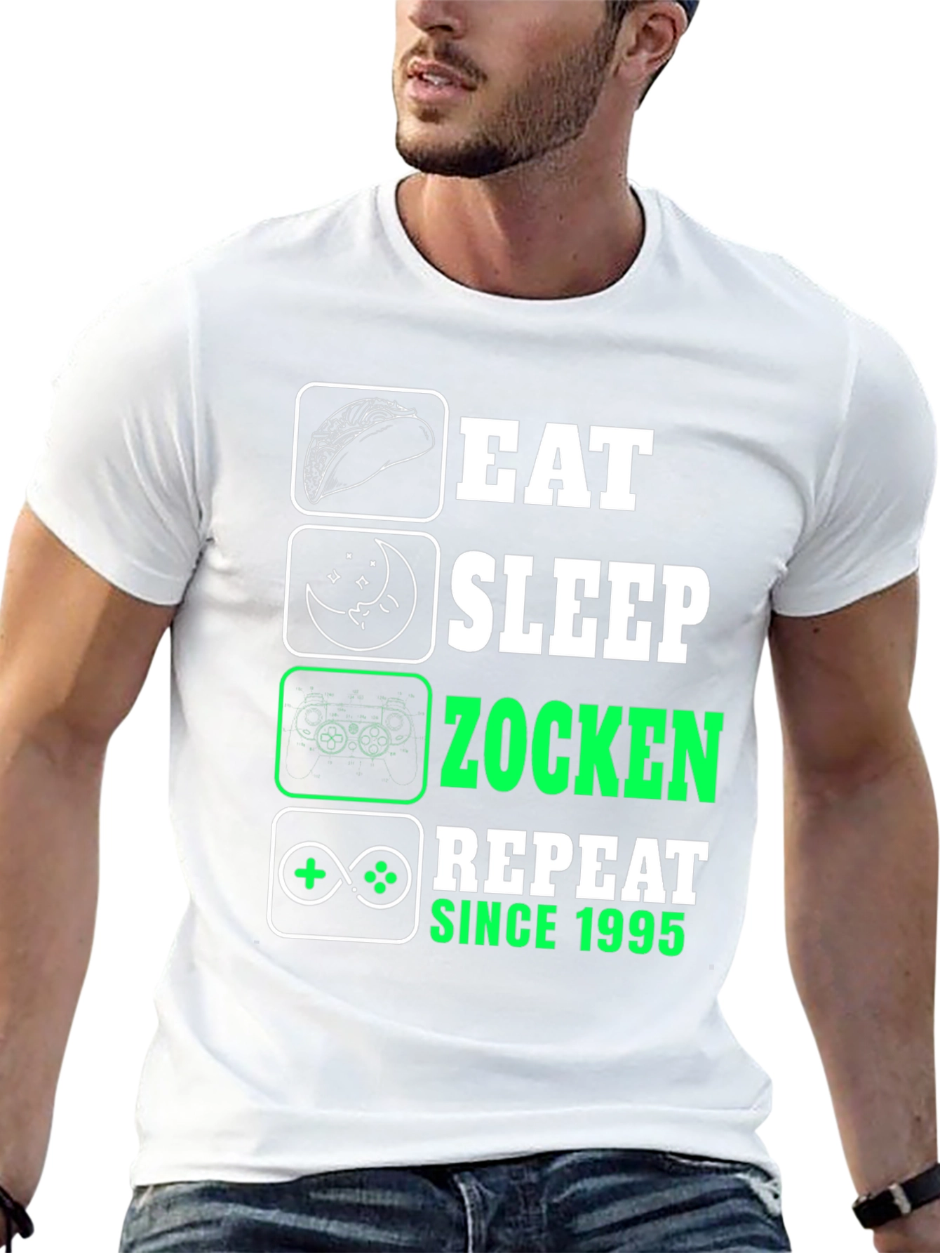 Eat Sleep Zocken Repeat Since 1995 Graphic T-Shirt