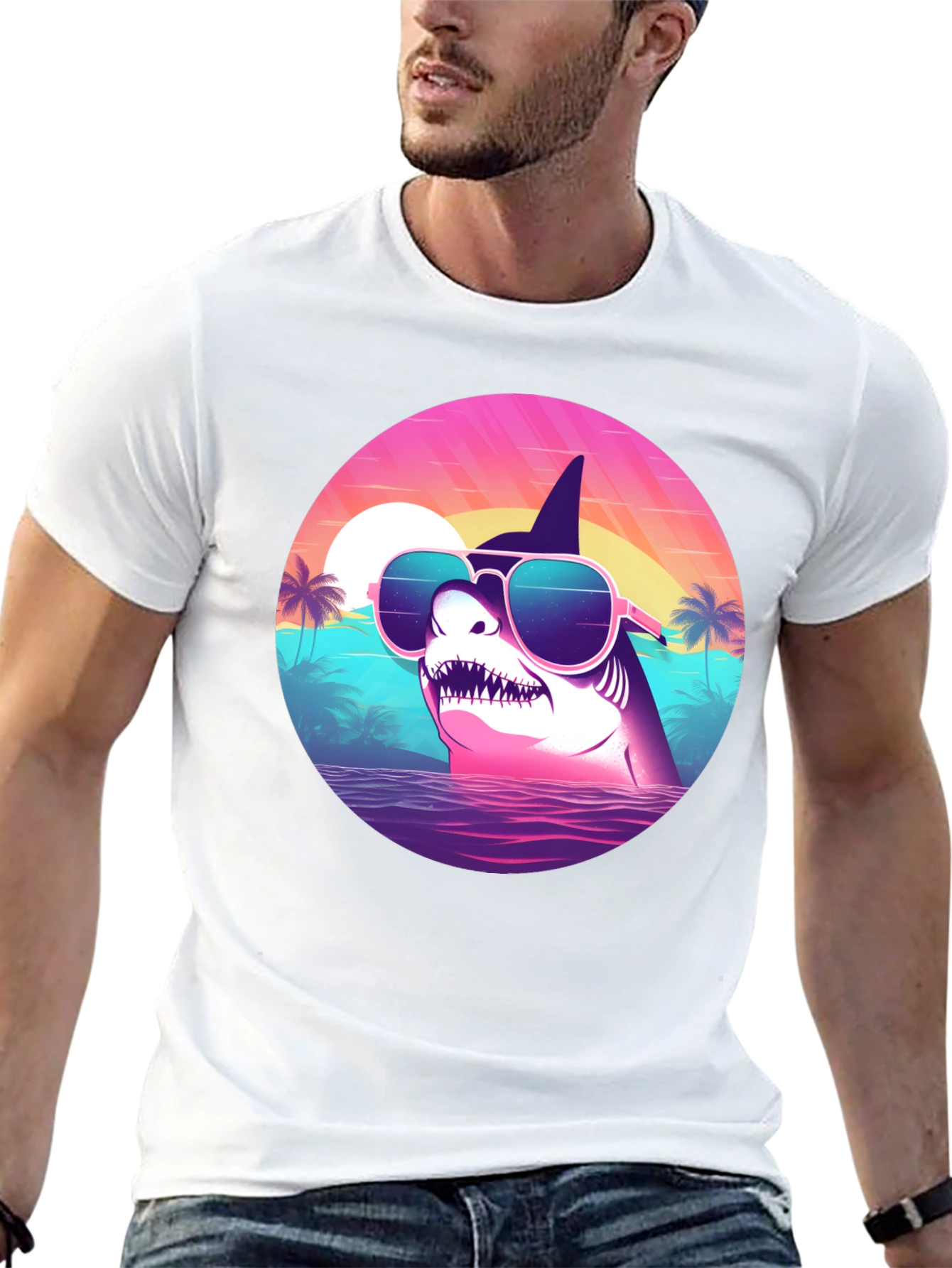 Shark Sunglasses Retro T-Shirt