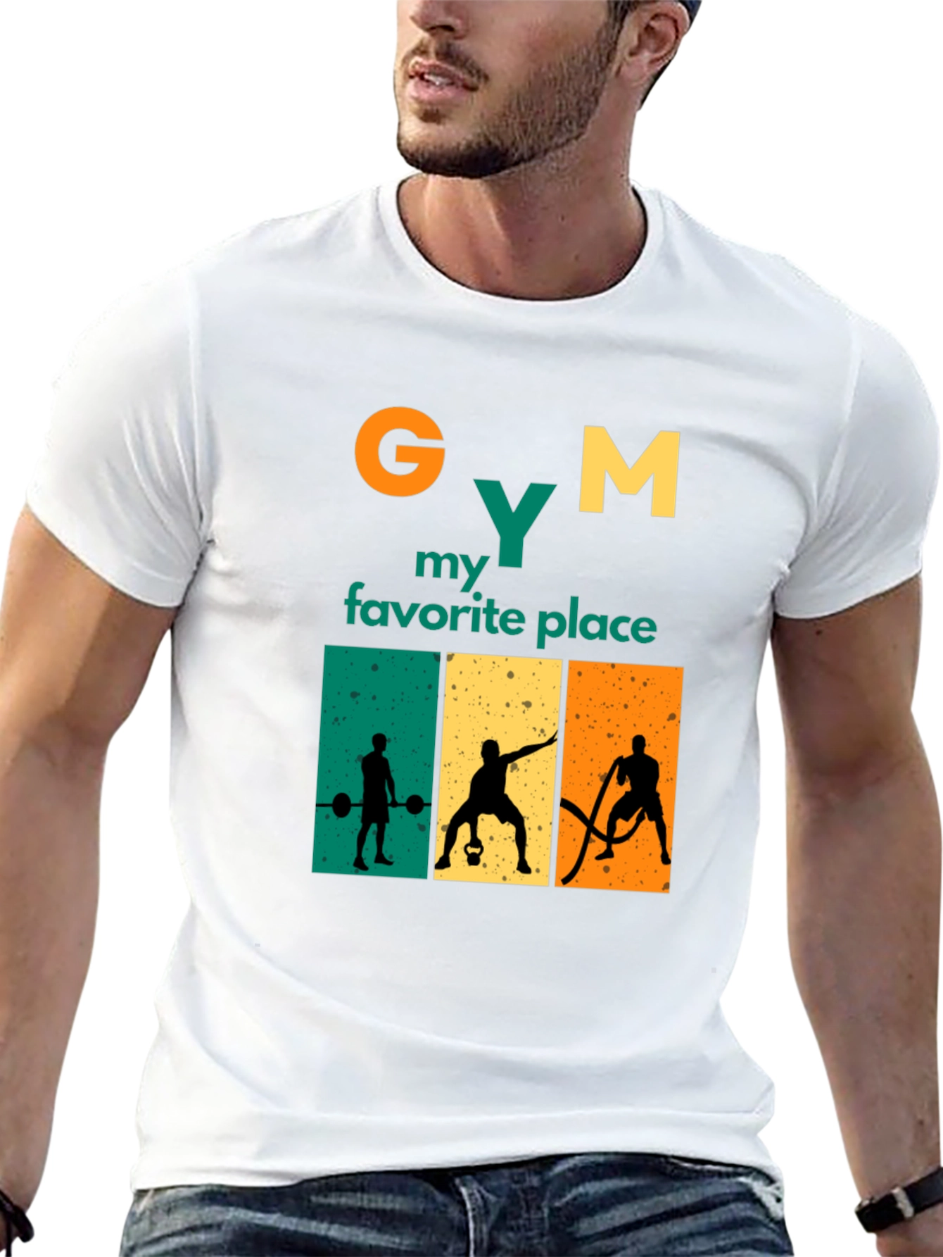 Gym My Favorite Place Black Graphic Tee