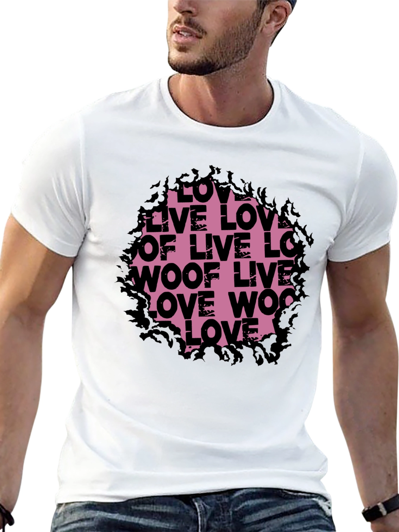 Love Live Woof Graphic Tee - Black
