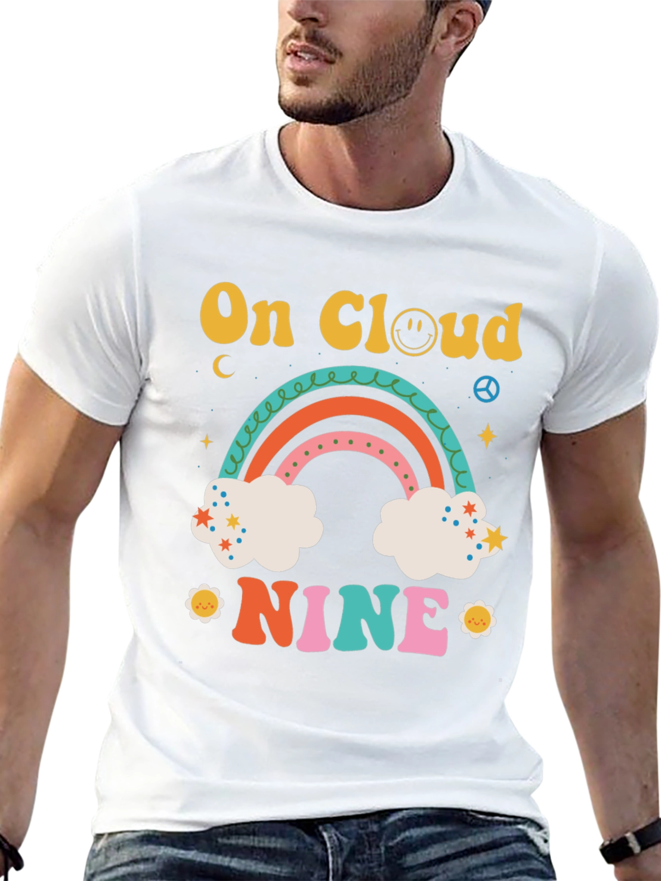 On Cloud Nine Graphic Tee Retro Rainbow