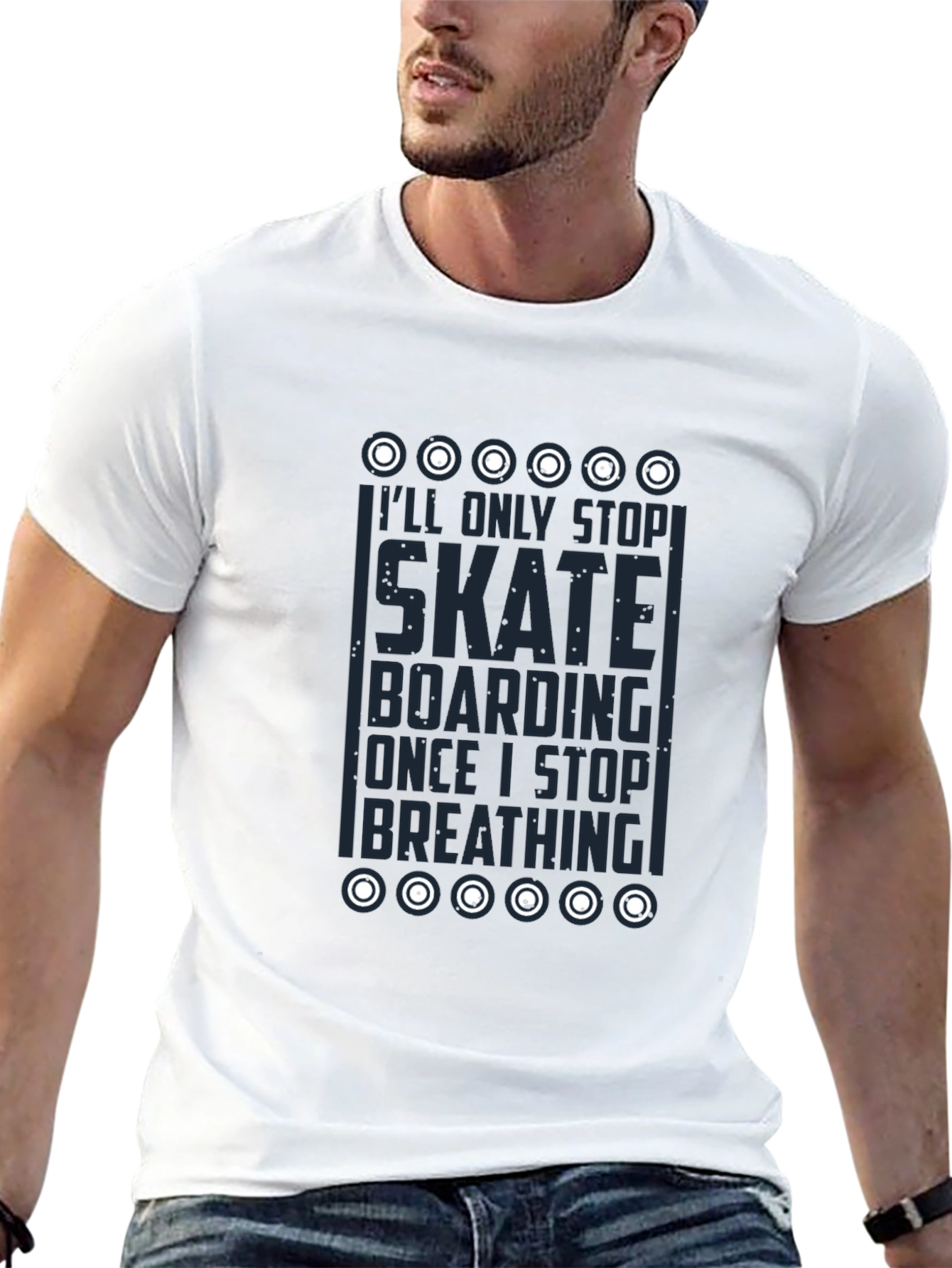 Skateboarding Graphic Print T-Shirt - Black