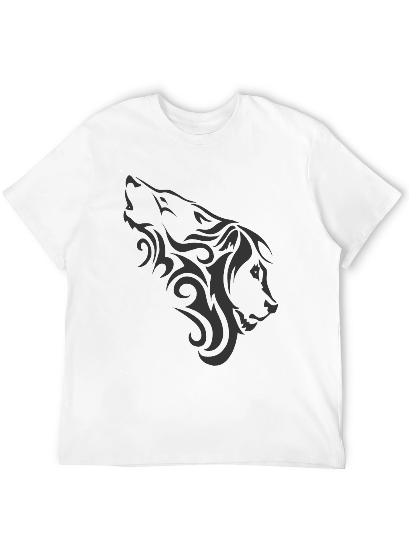 Black Wolf Tribal Graphic Tee - Mens Casual Style