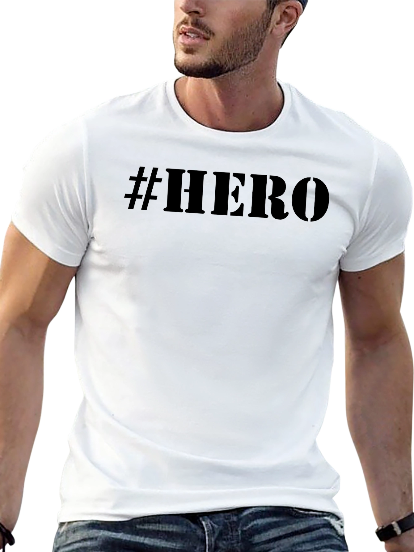 #Hero Black Graphic Print T-Shirt - Mens Casual Tee