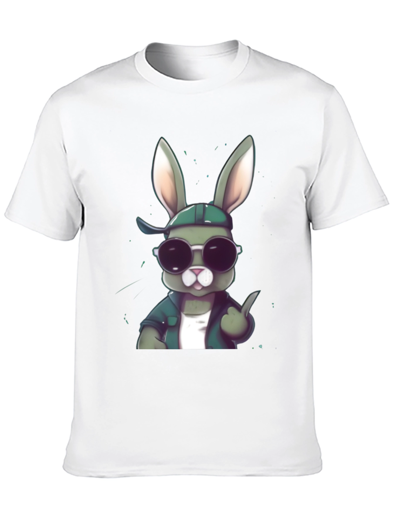 Cool Rabbit Graphic Tee - Black Cotton Blend