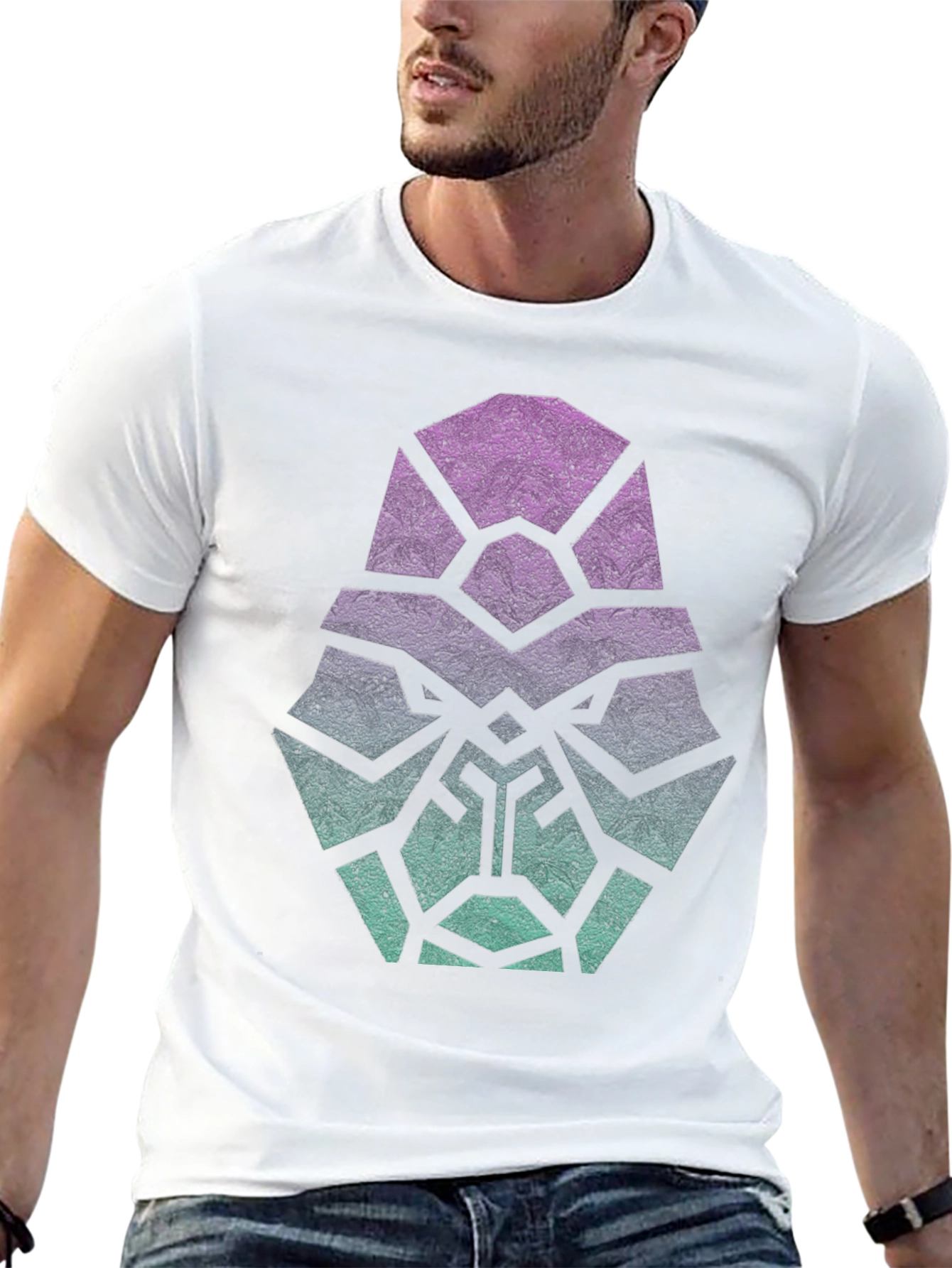 Geometric Gorilla Head Graphic Print T-Shirt