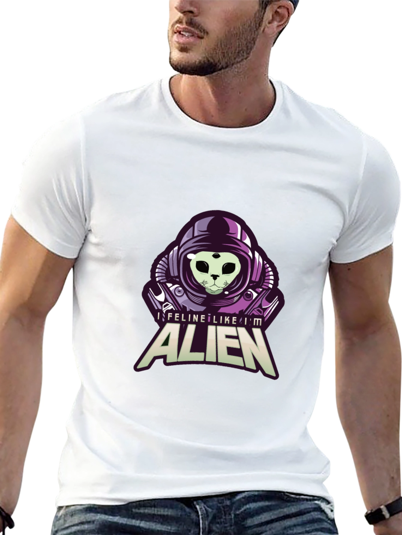 Feline Like Im Alien Black Graphic Tee