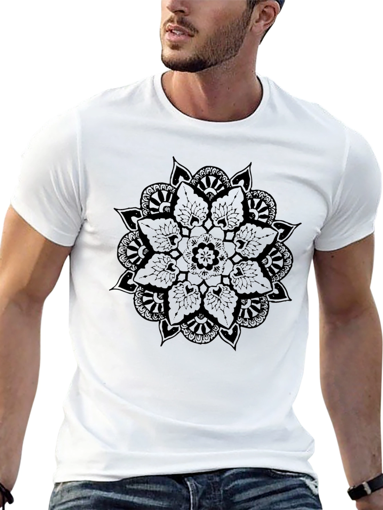 Mandala Print Black T-Shirt - Stylish Casual Wear