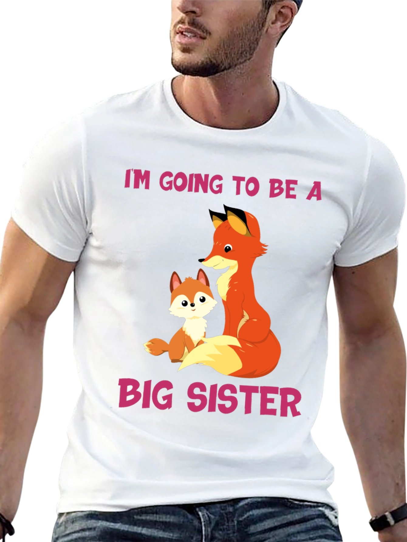 Big Sister Announcement T-Shirt with Fox Design