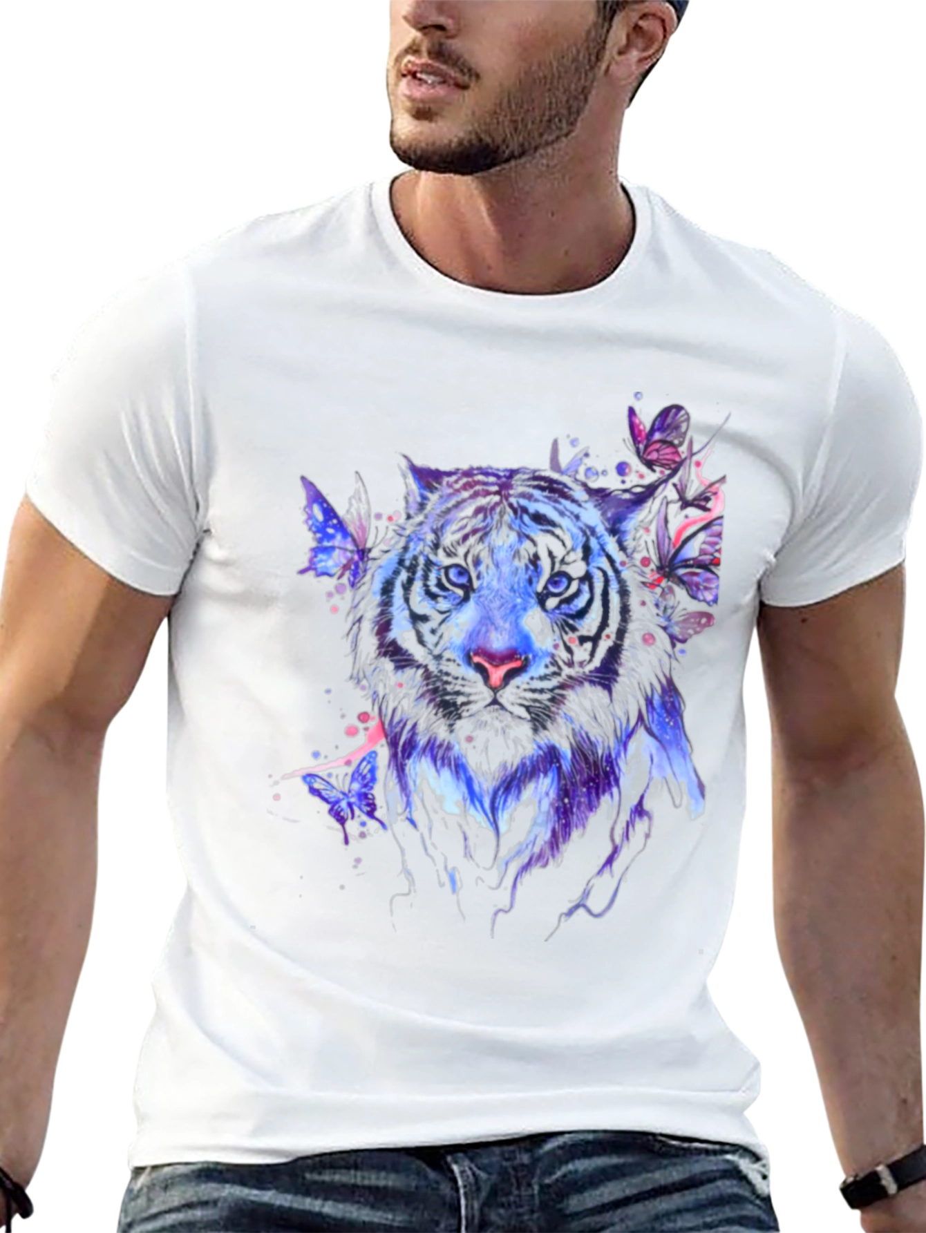 Tiger Butterfly Graphic Print T-Shirt