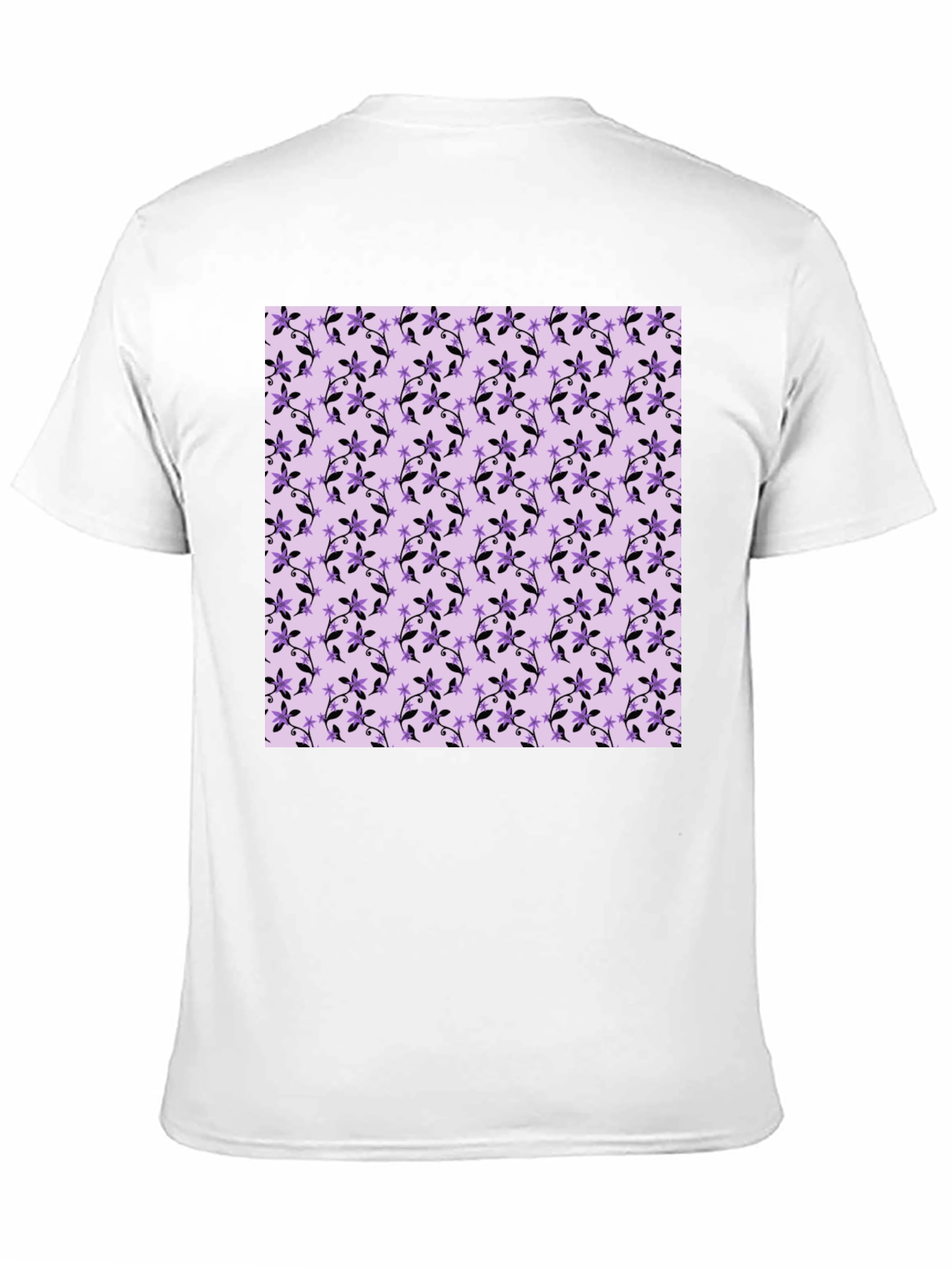 Floral Print Tee - Black Cotton Casual
