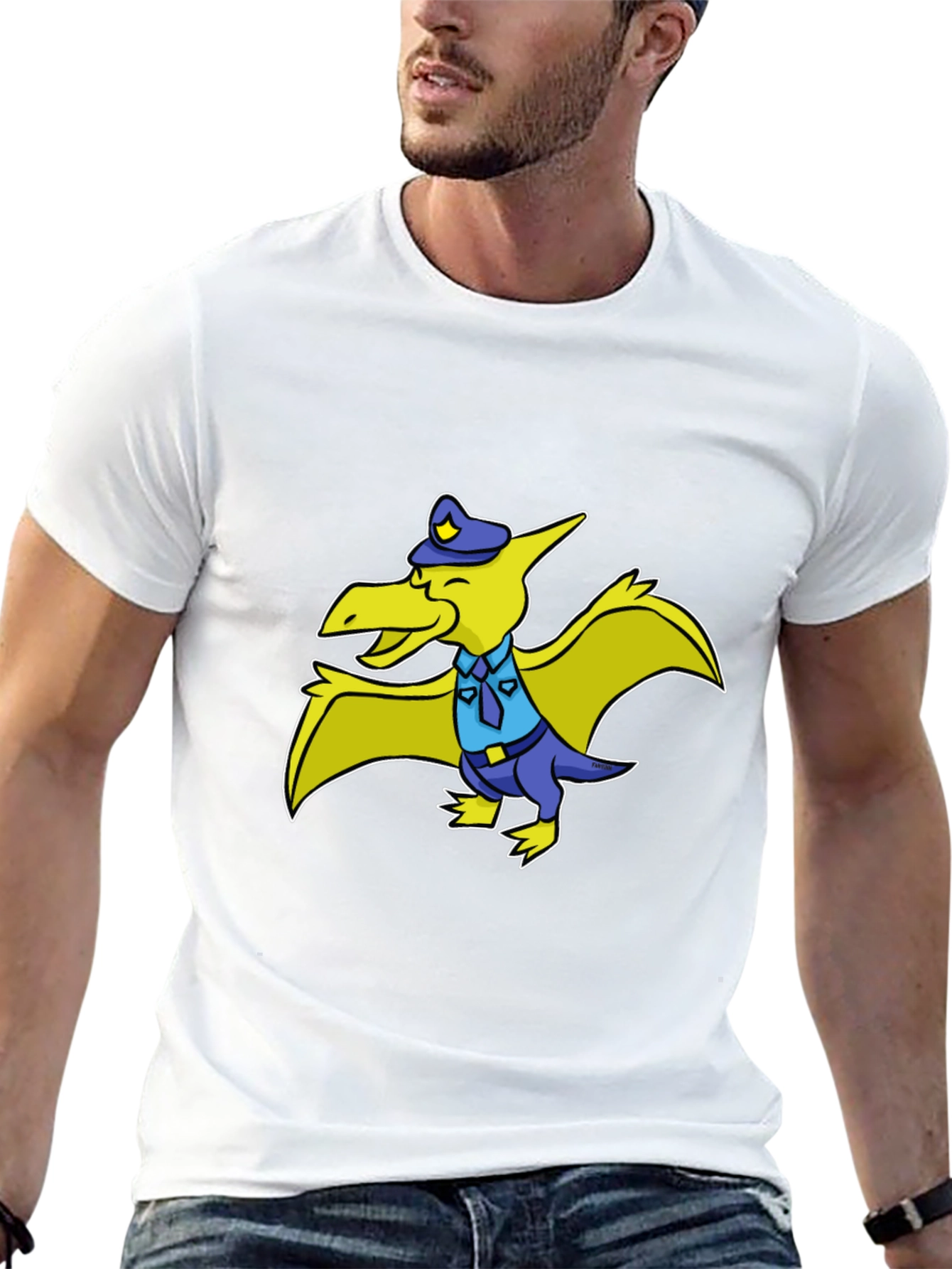 Police Pterodactyl T-Shirt - Funny Cartoon Dino Tee