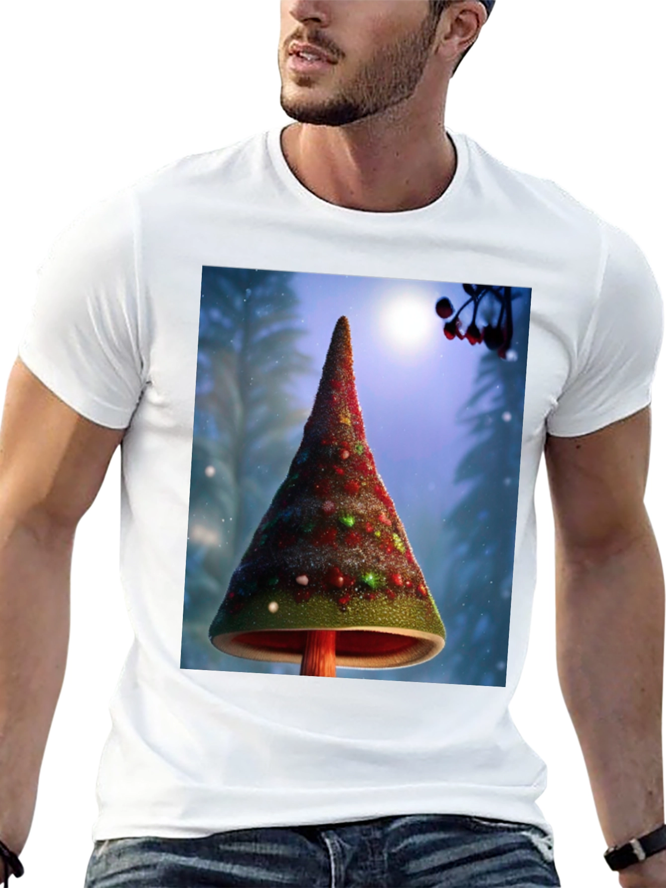 Christmas Tree Mushroom Graphic Tee