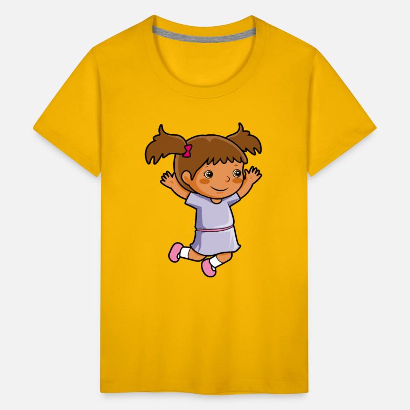 Girl jumps school enrollment joy kindergarten