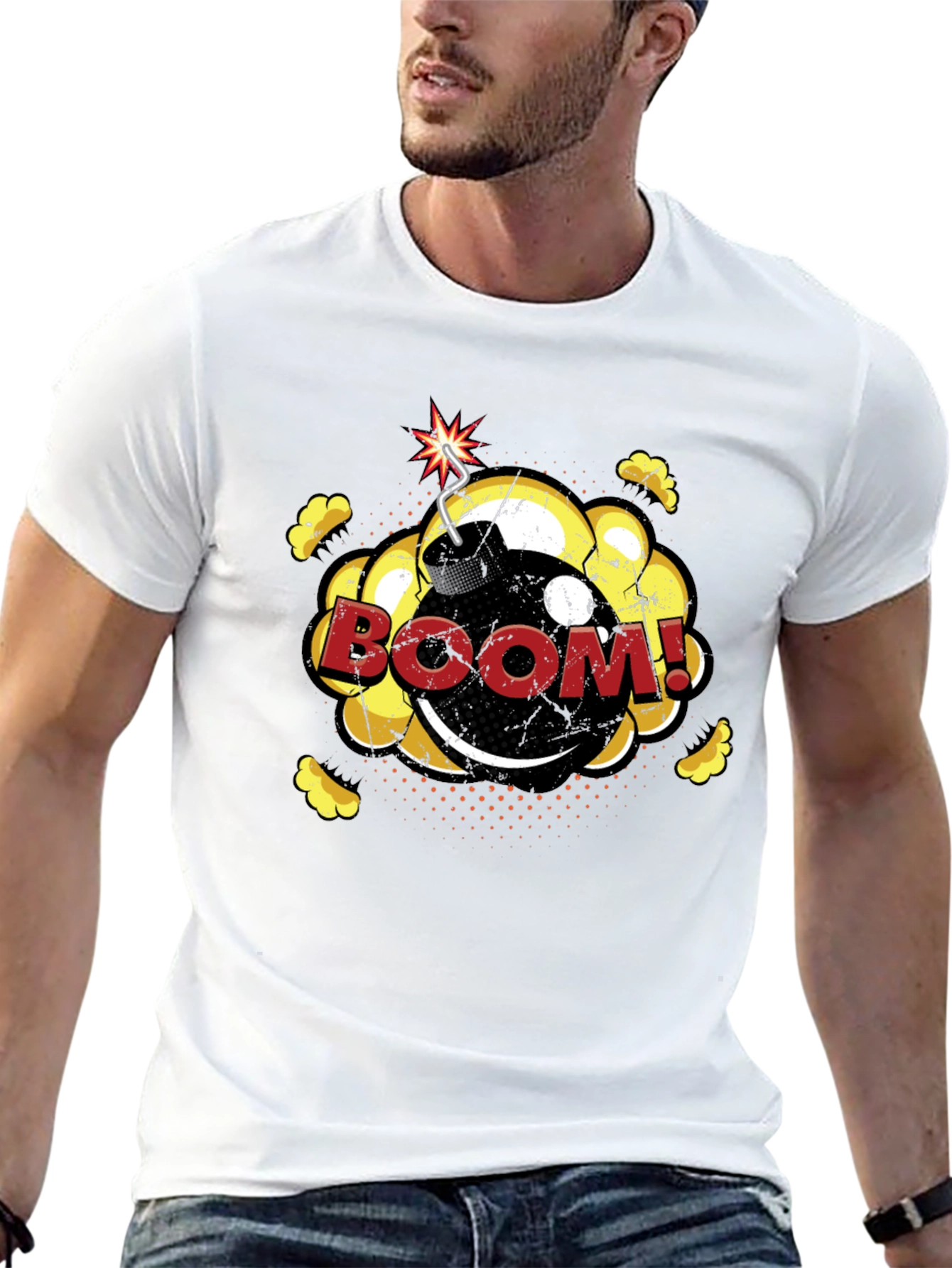 Boom Graphic T-Shirt - Fun Comic Style Black Tee